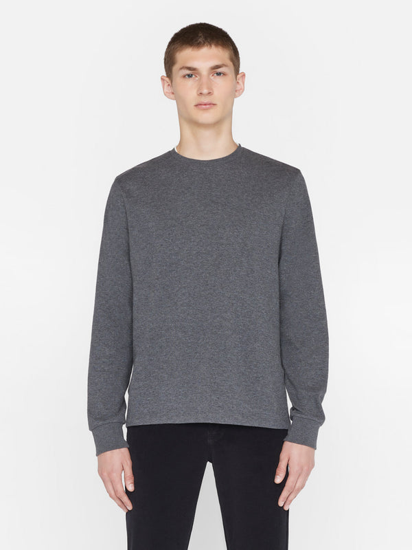 Duo Fold Long Sleeve Crew in Heather Charcoal Grey – FRAME