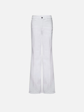 All white linen high waisted flat-front Wide leg Pants | Sumissura
