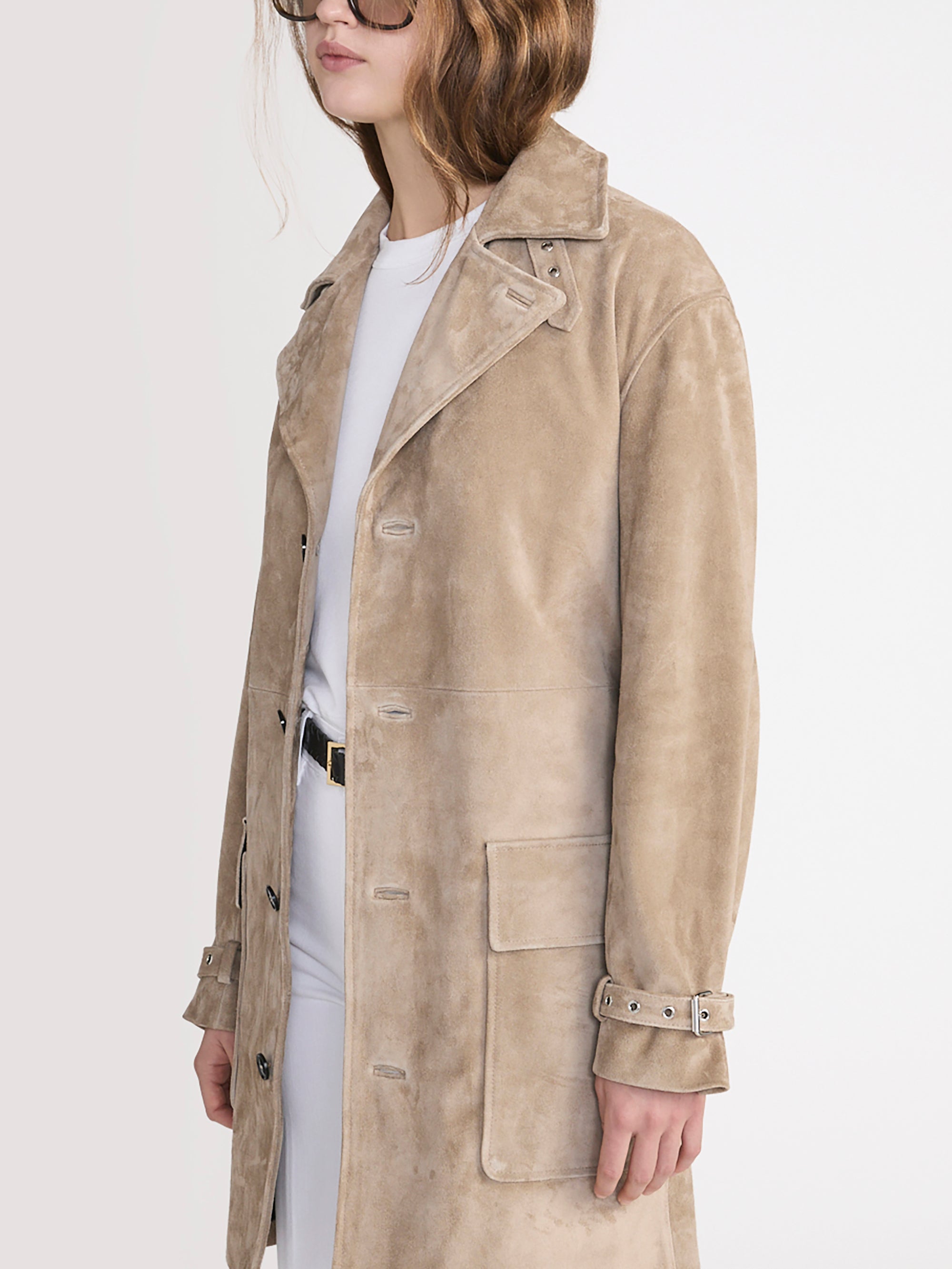 The Suede Trench Jacket -- Light Camel