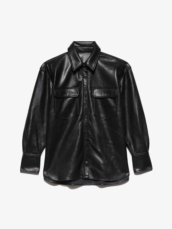 Recycled Leather Shirt Jacket in Noir – FRAME