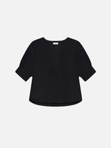 V-Neck Popover Top -- Black