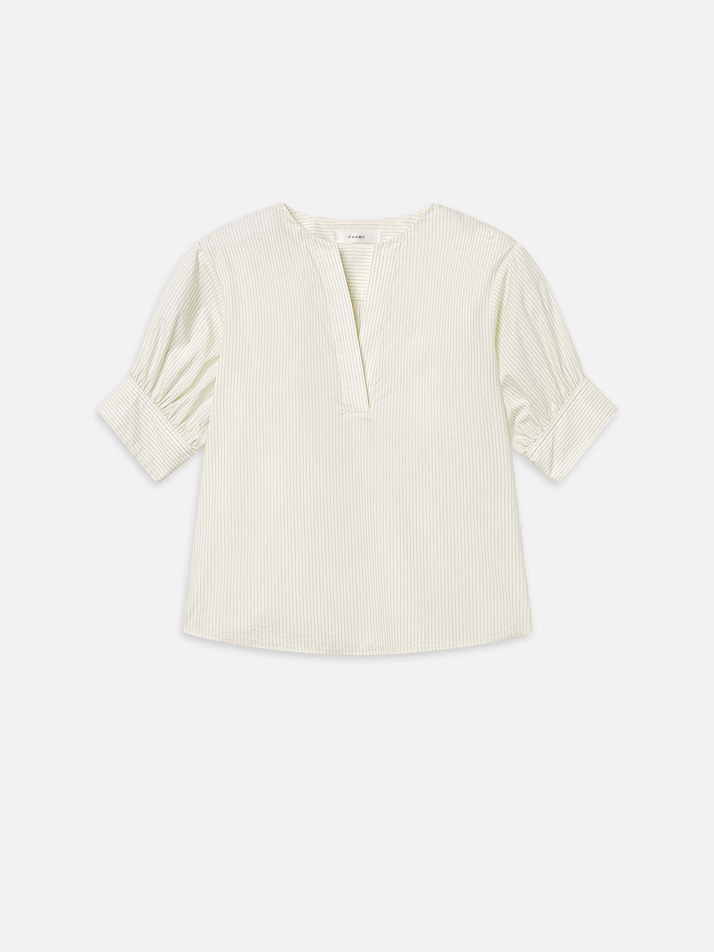 The V-Neck Popover Top -- Cream Multi
