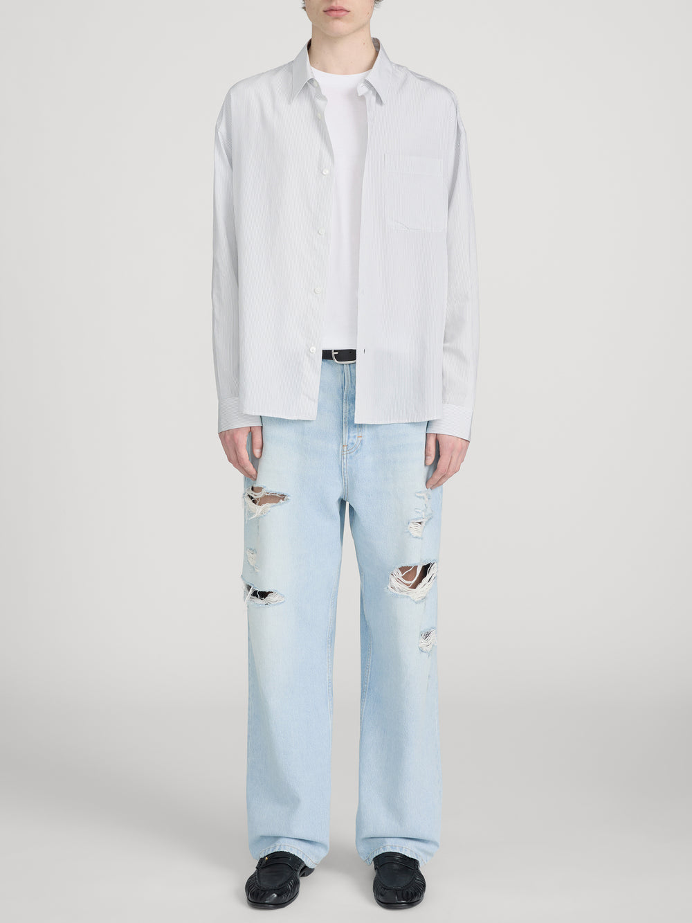 Pyjama Shirt -- White Stripe