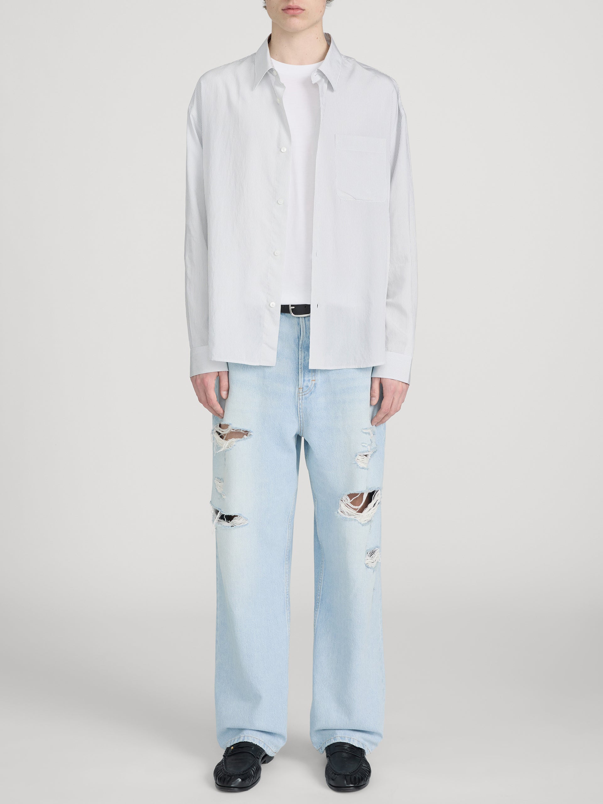 Pyjama Shirt -- White Stripe