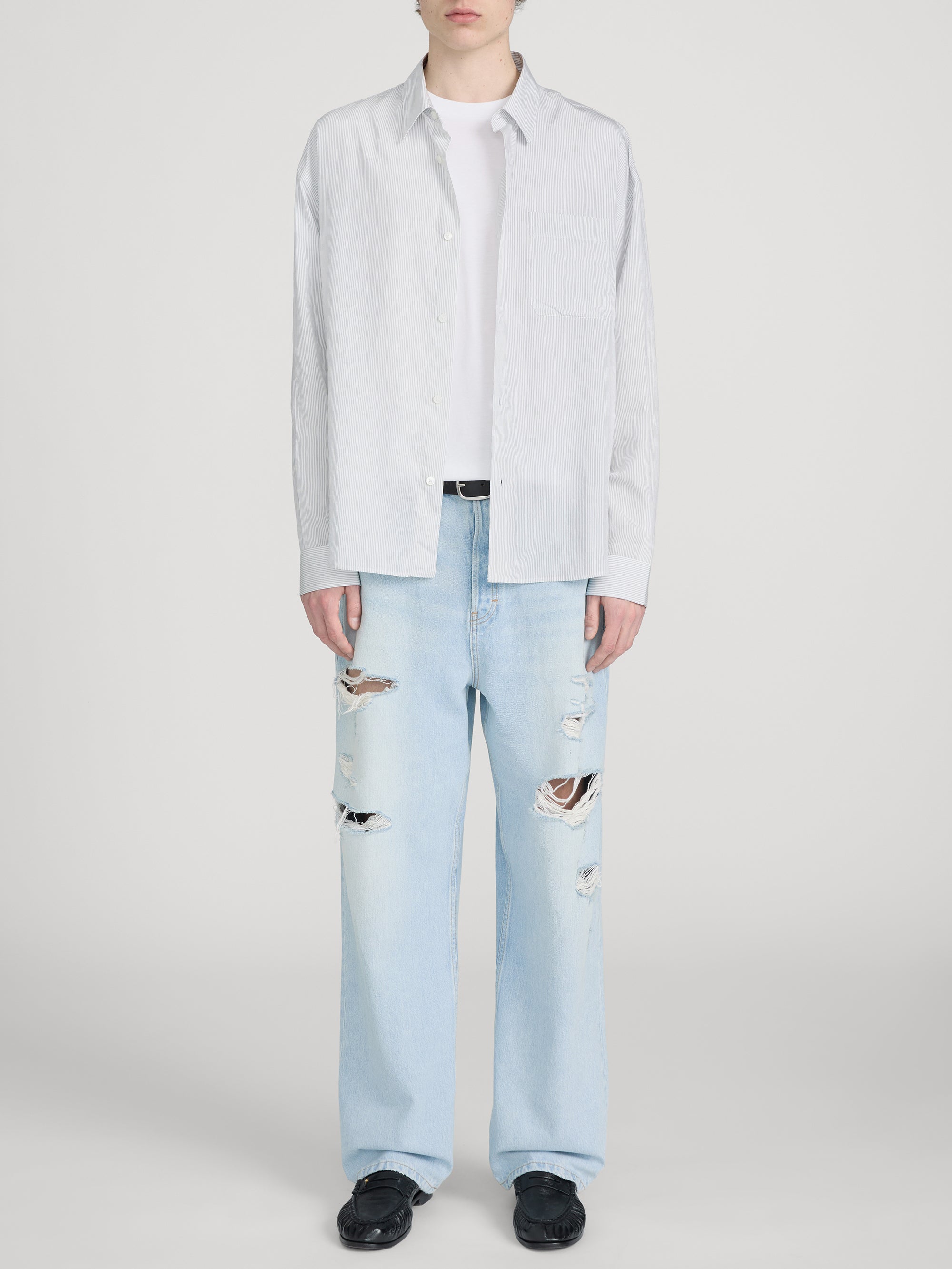 Pyjama Shirt -- White Stripe