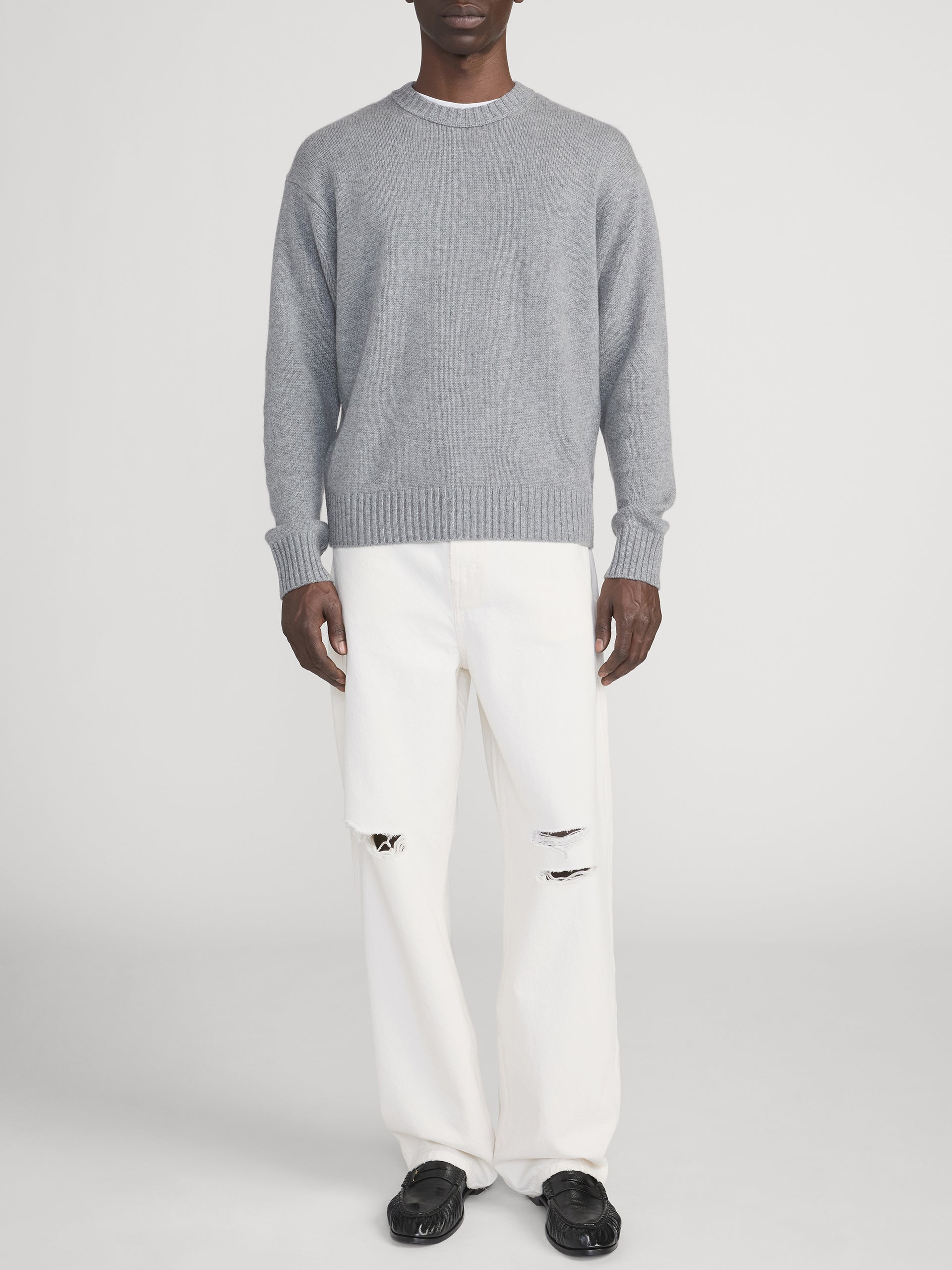 Baggy Jean -- Off White Destructed