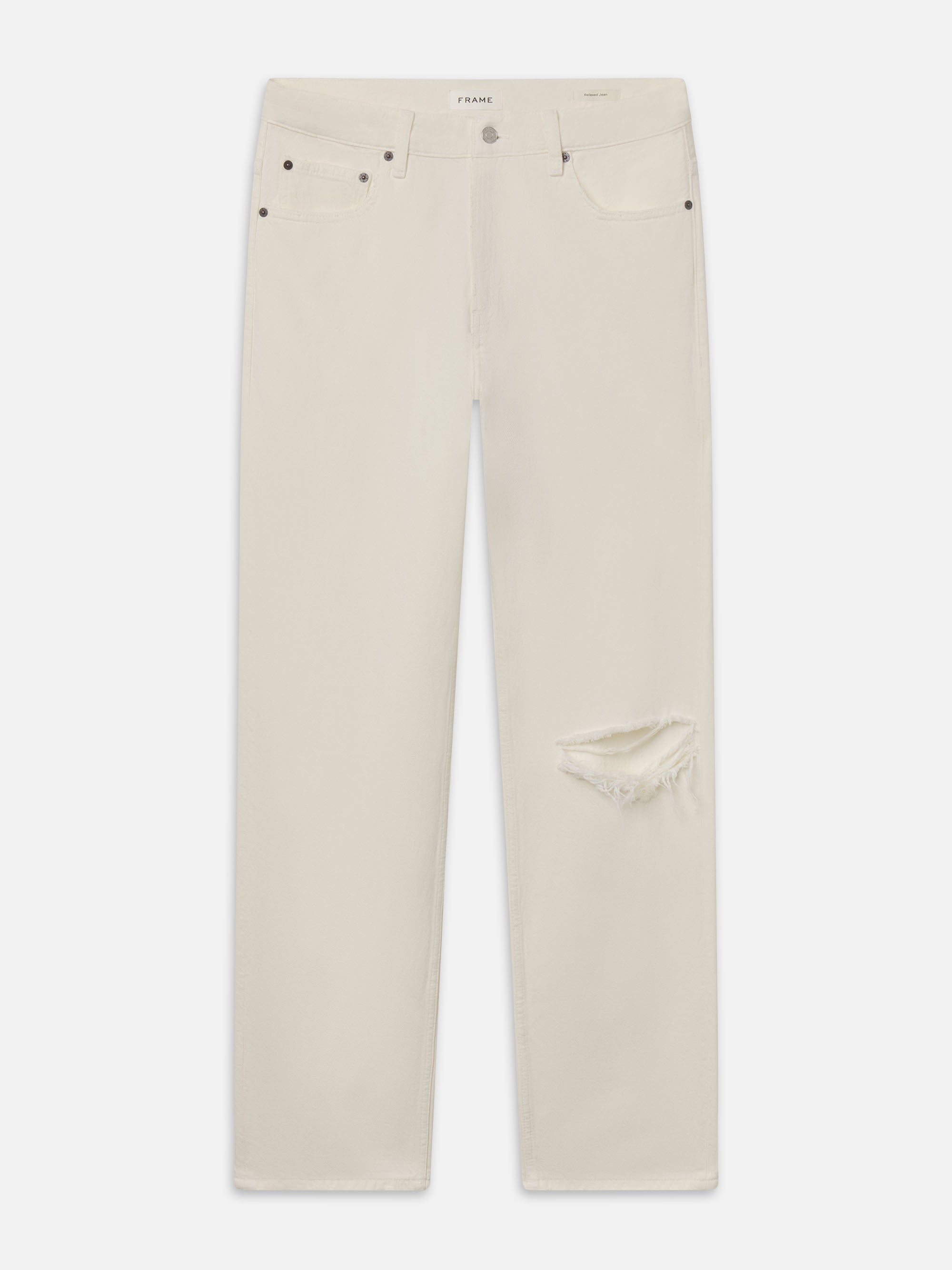 Relaxed Jean -- Off White Rip