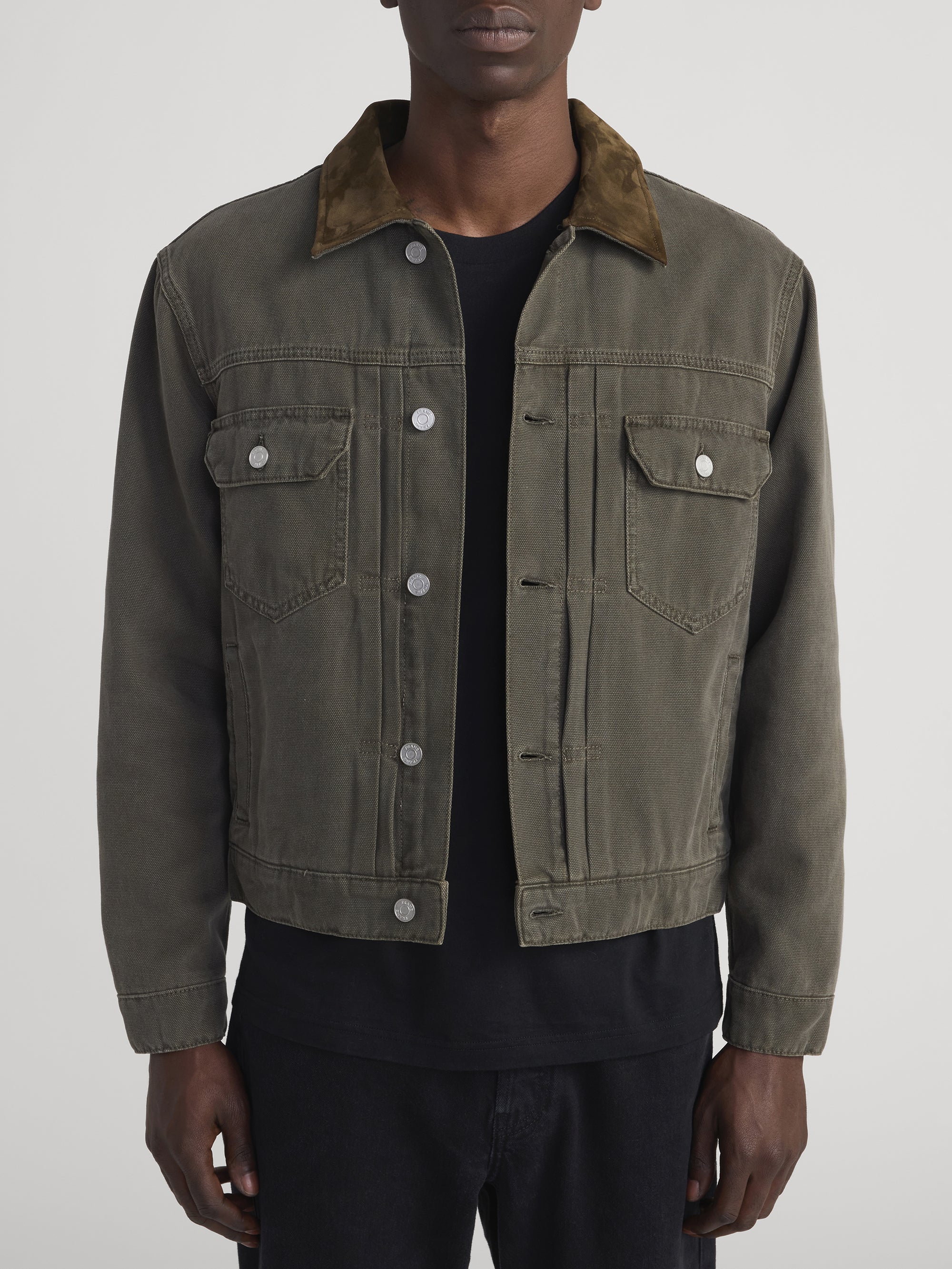 CANVAS TRUCKER JACKET ANTIQUE DARK OLIVE