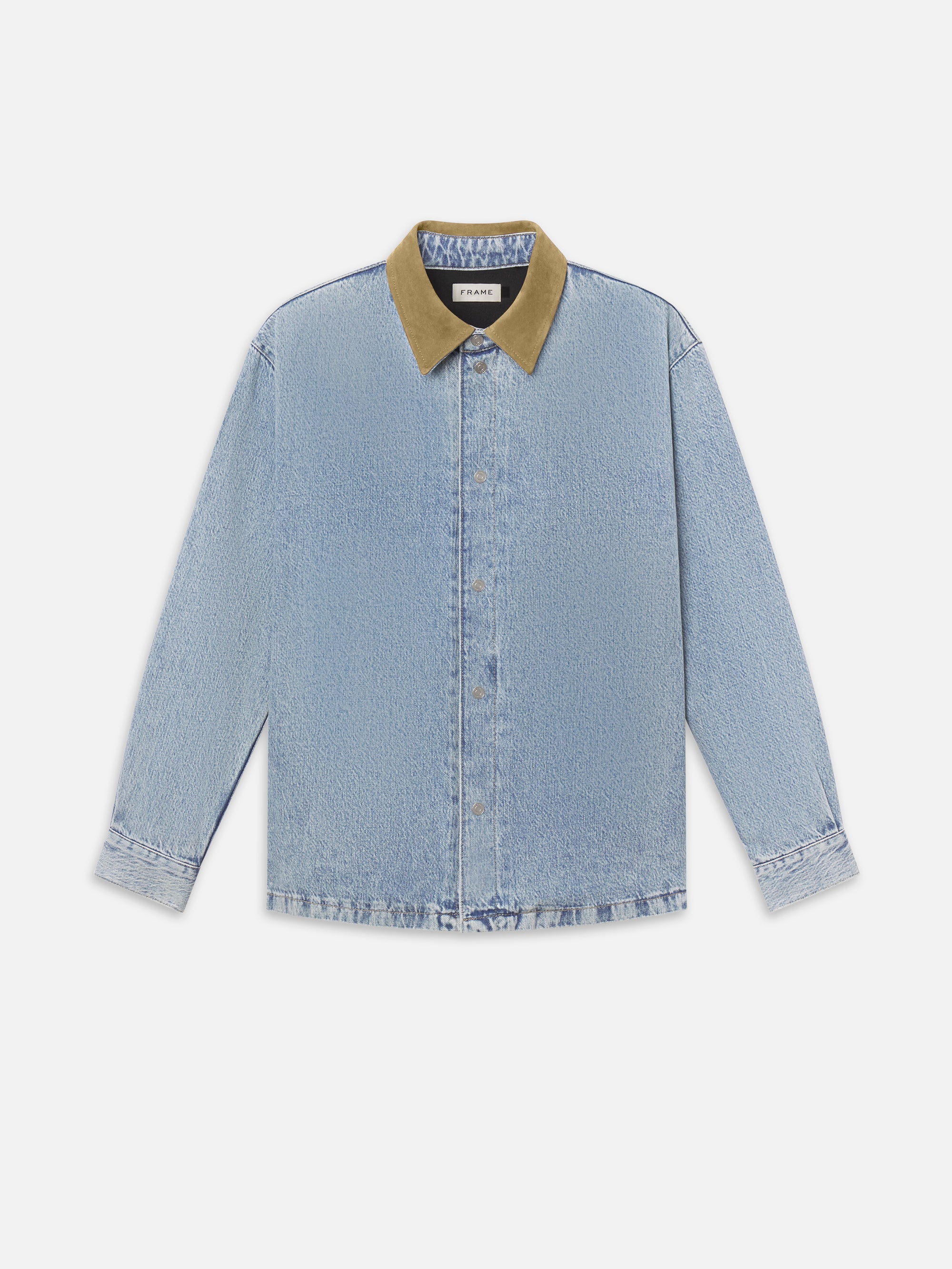 SUEDE COLLAR DENIM OVERSHIRT ESME