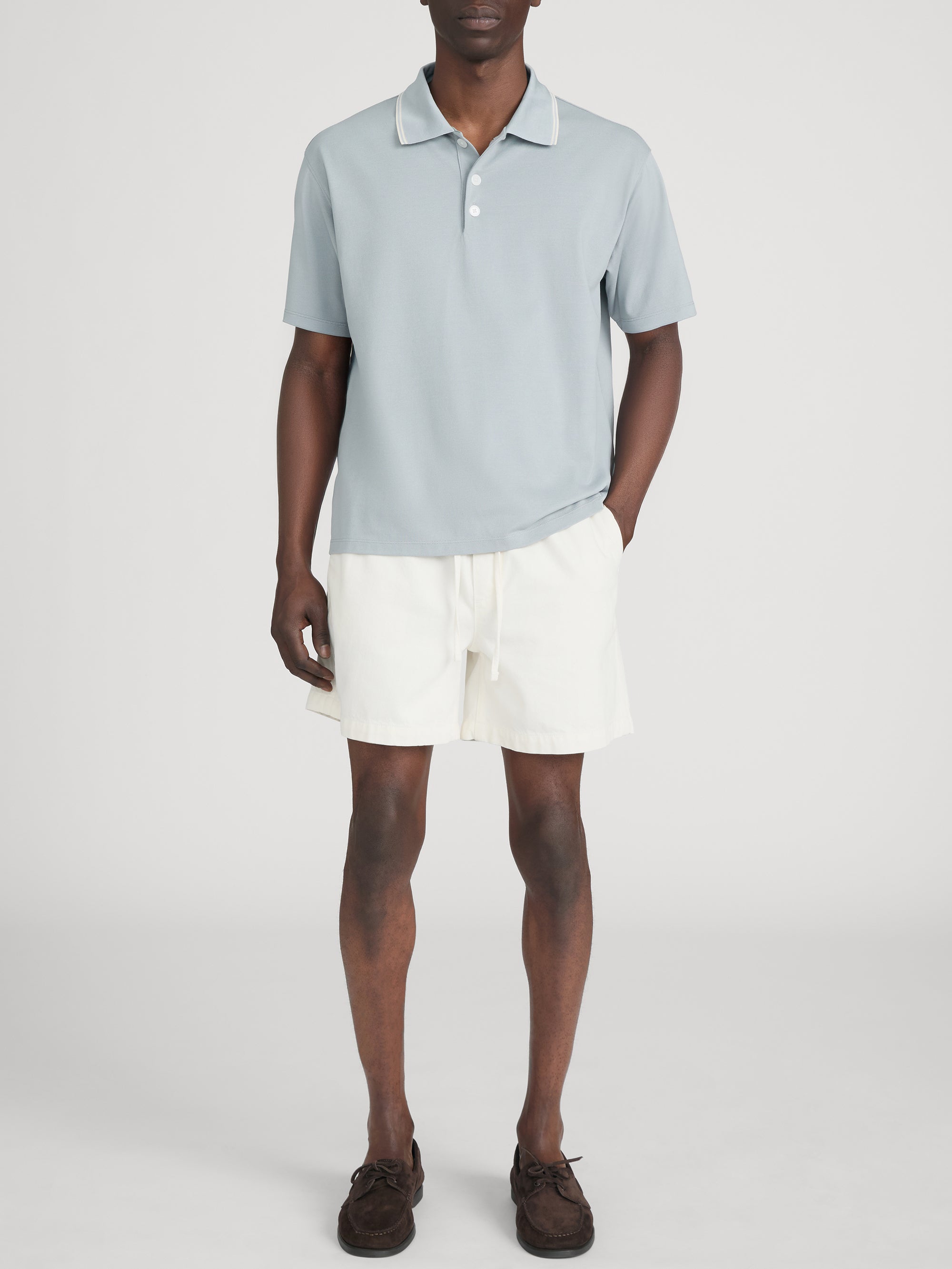 Light Pique Polo -- Blue Grey
