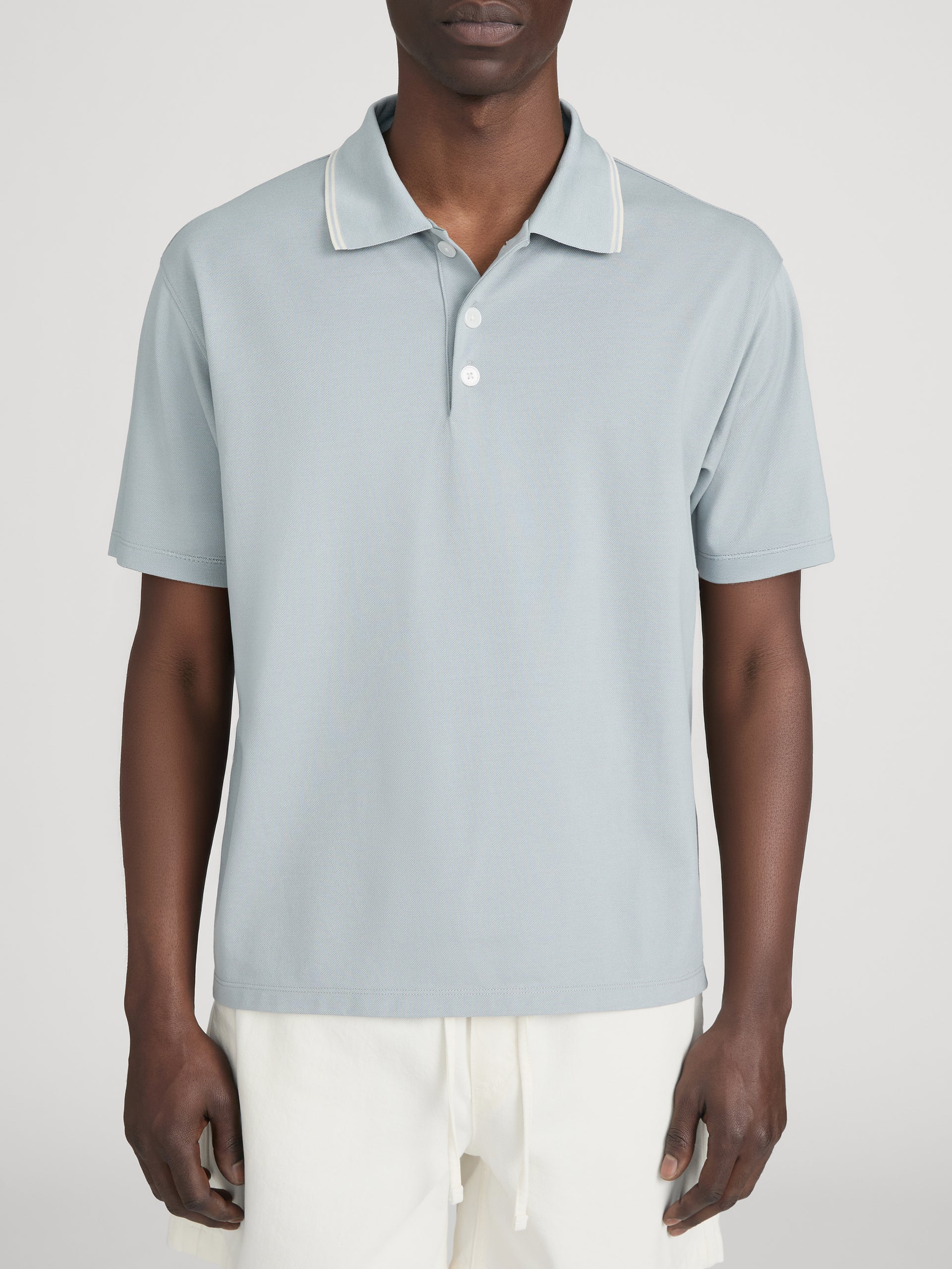 Light Pique Polo -- Blue Grey