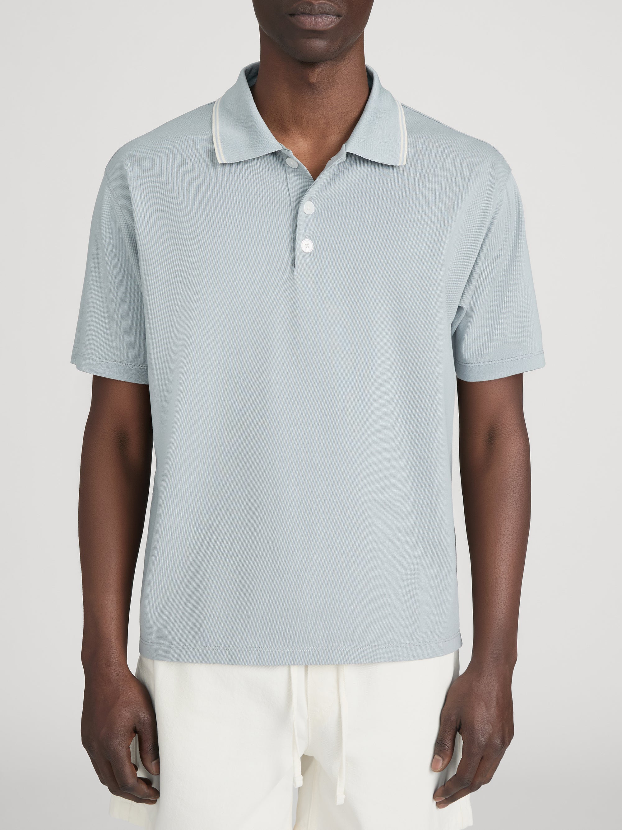 Light Pique Polo -- Blue Grey