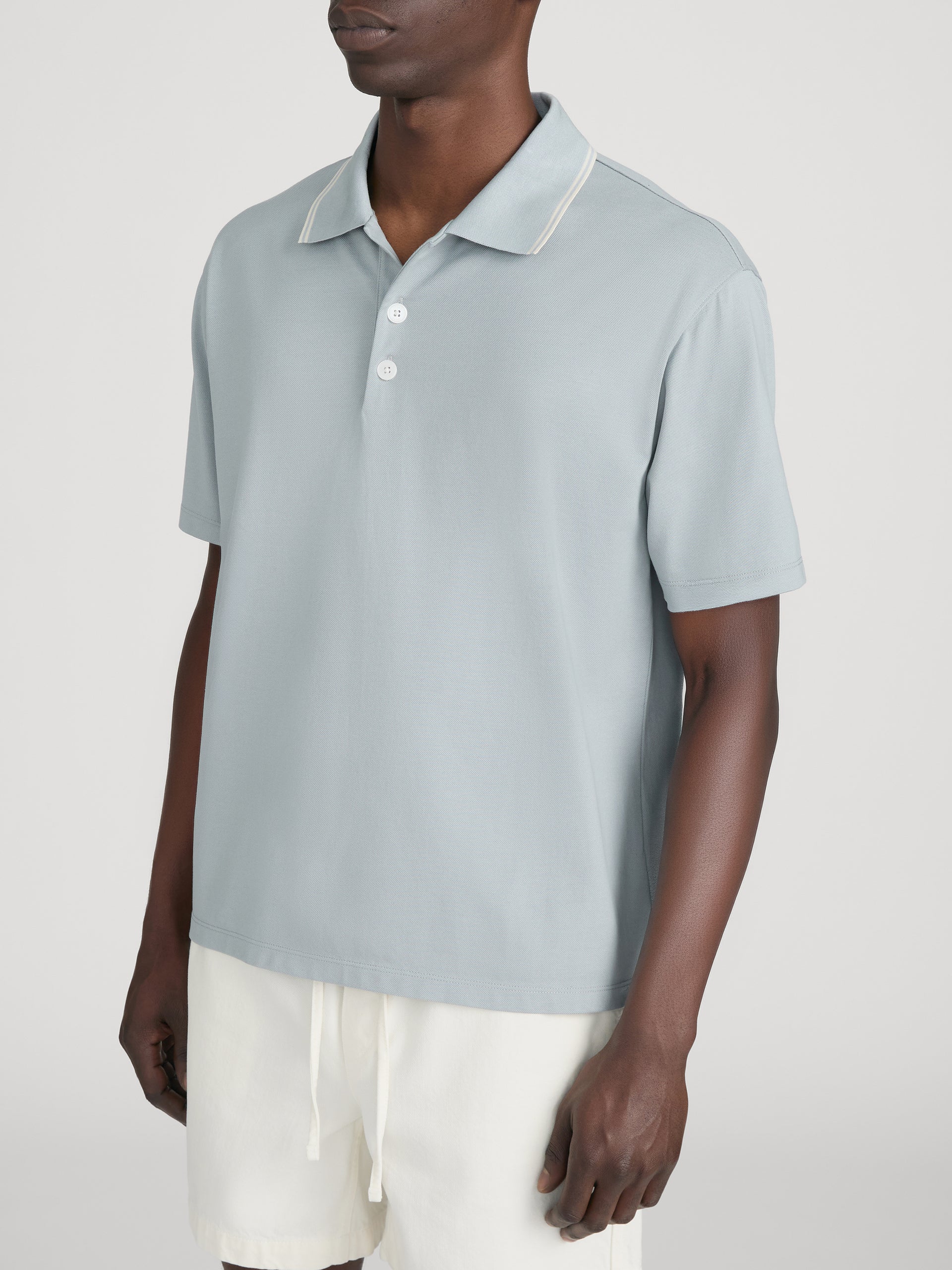 Light Pique Polo -- Blue Grey