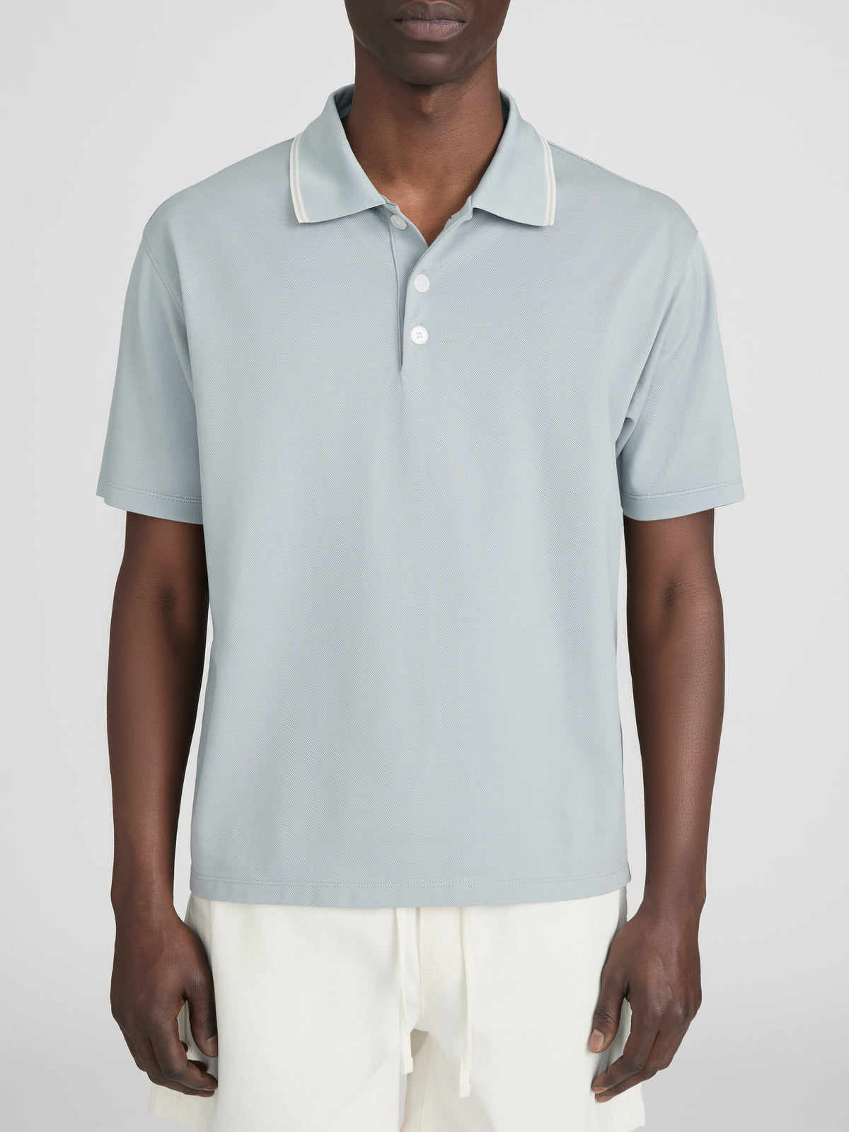Light Pique Polo -- Blue Grey