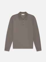 Long Sleeve Pique Polo -- Smoky Mocha
