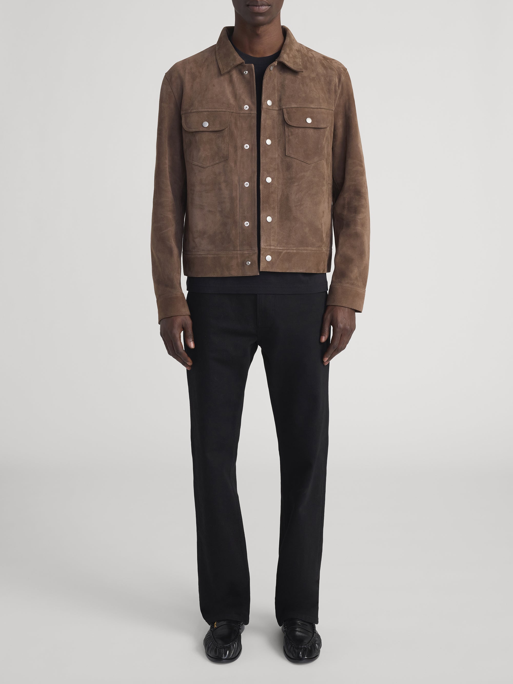 SUEDE TRUCKER JACKET DARK GREY