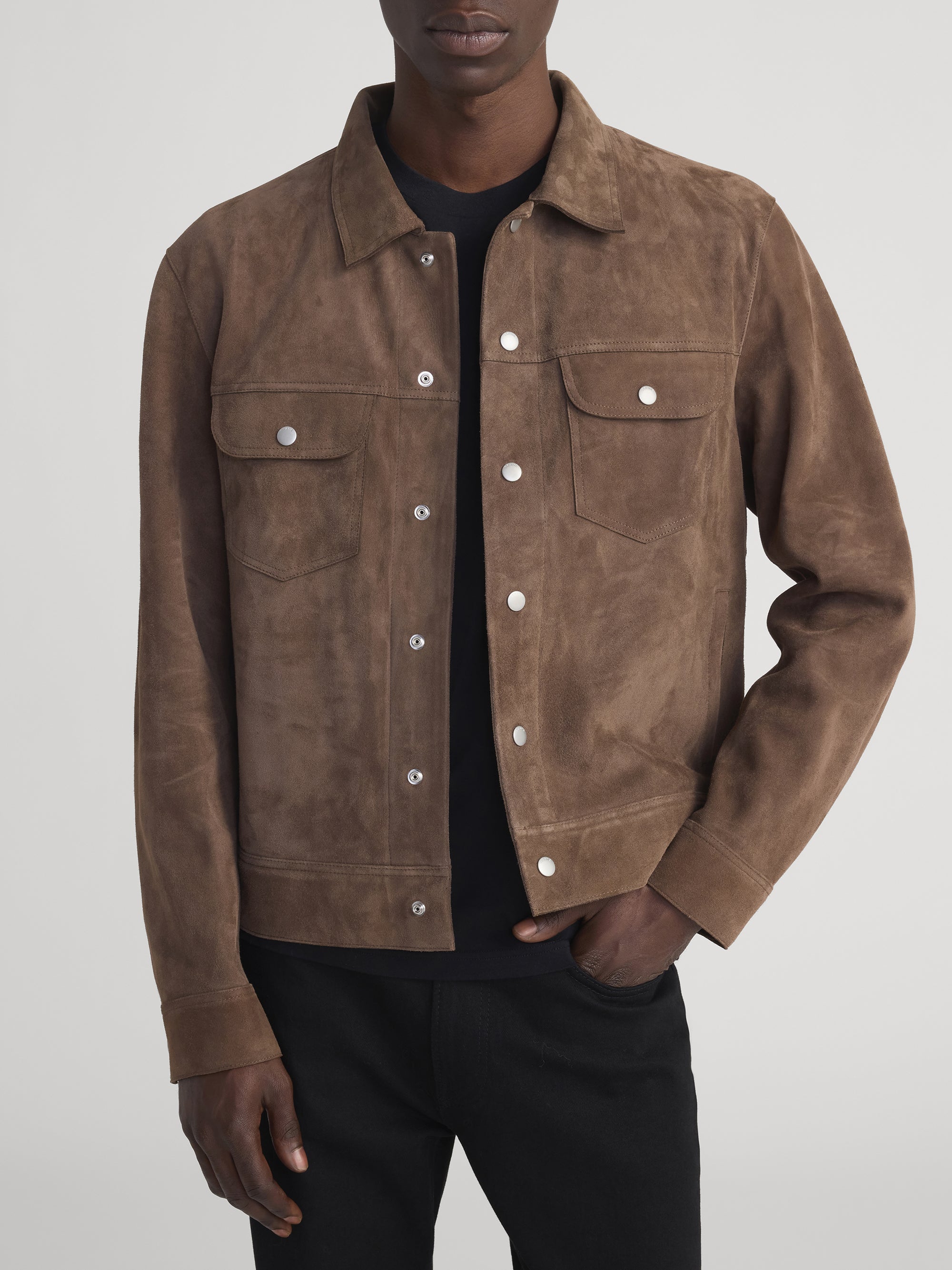 SUEDE TRUCKER JACKET MOCHA