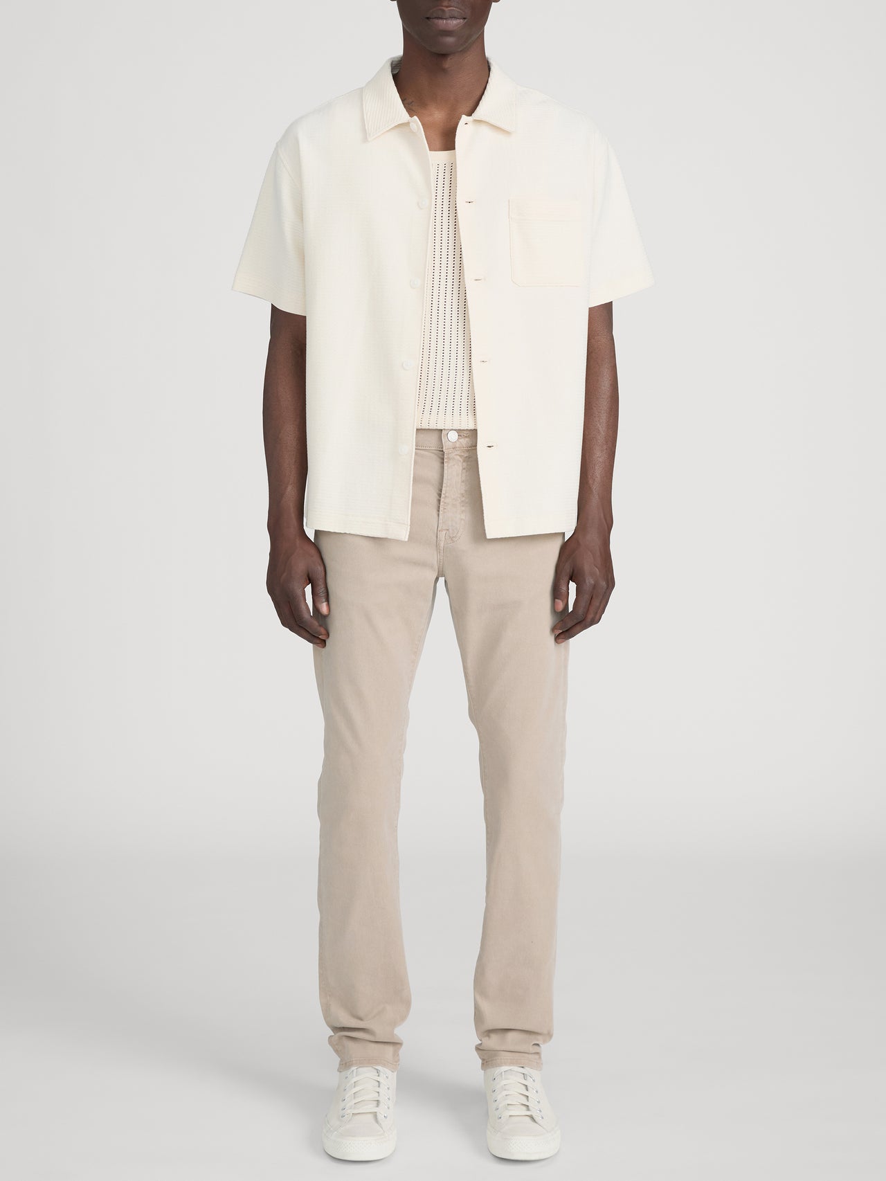 Jacquard Button Down Shirt -- Cream