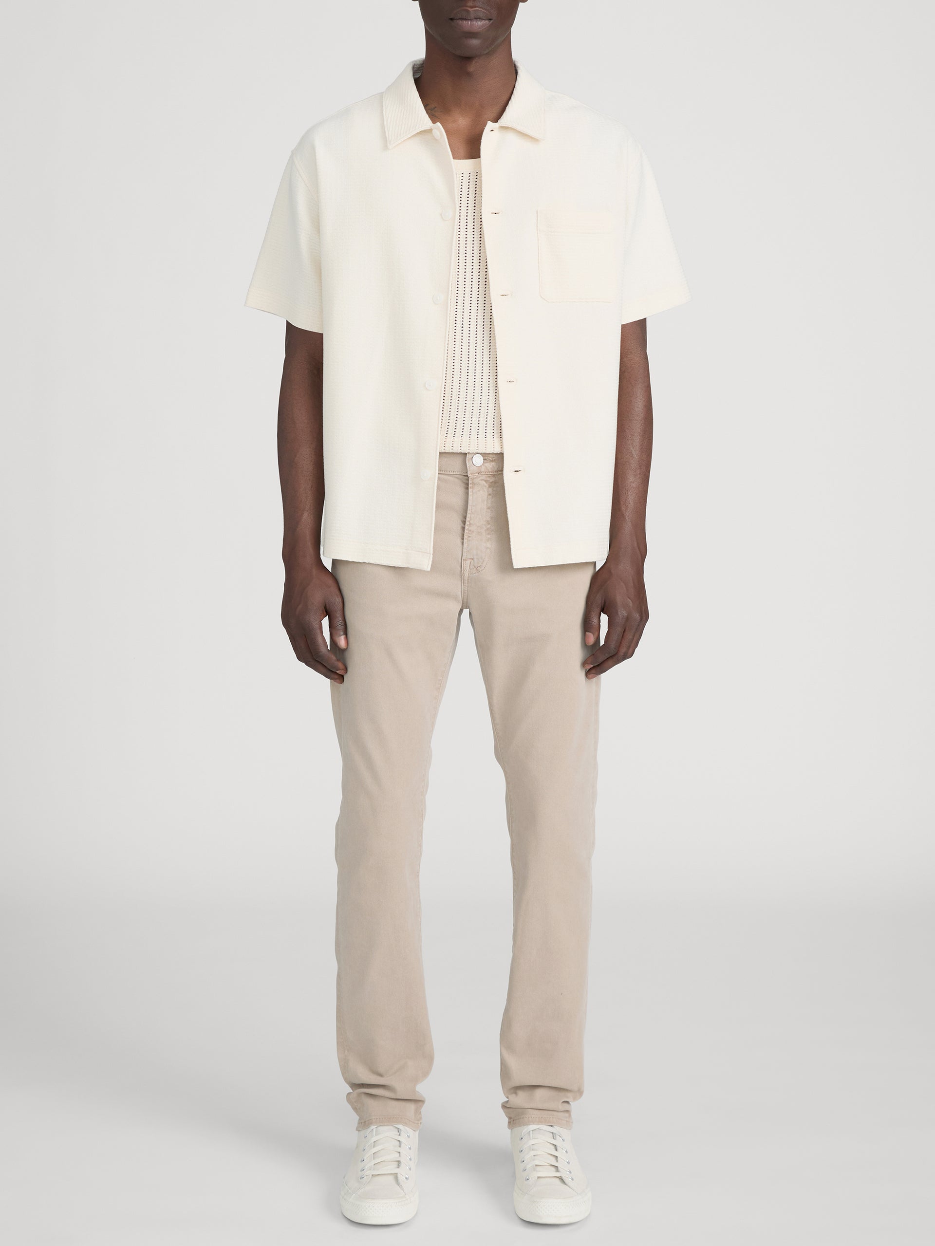 Jacquard Button Down Shirt -- Cream