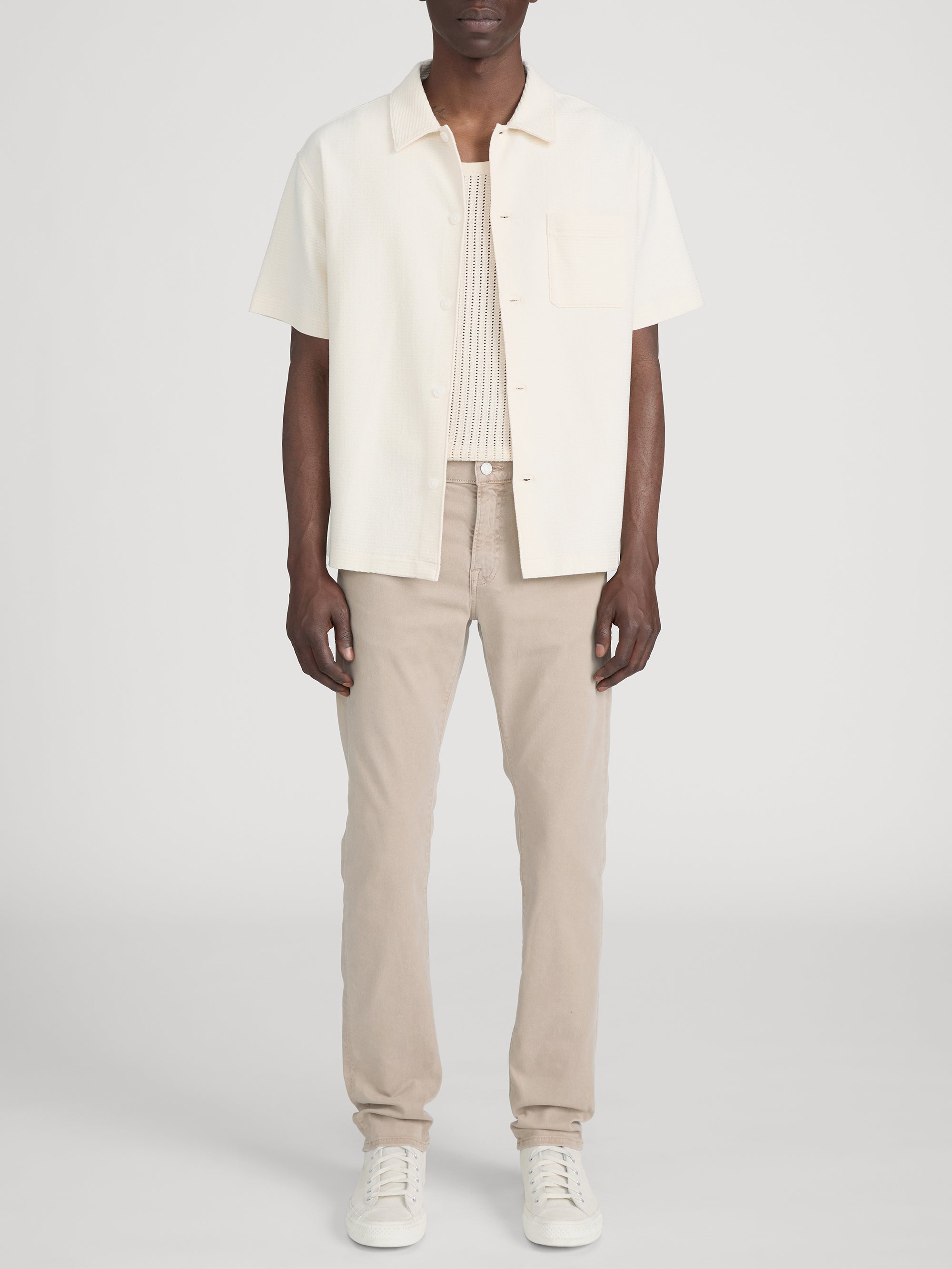 L'Homme Slim Brushed Twill -- Dusty Beige