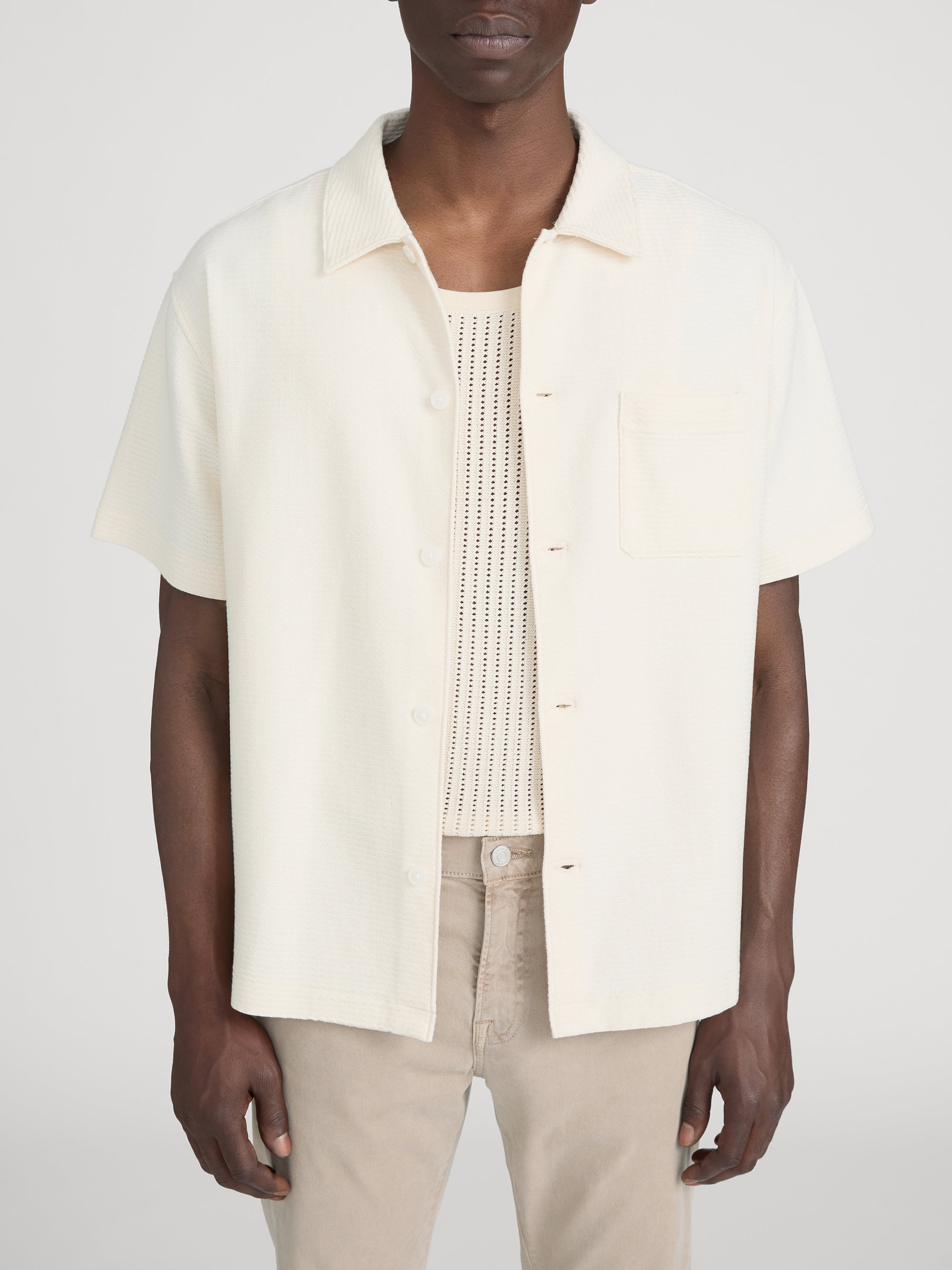 Jacquard Button Down Shirt -- Cream