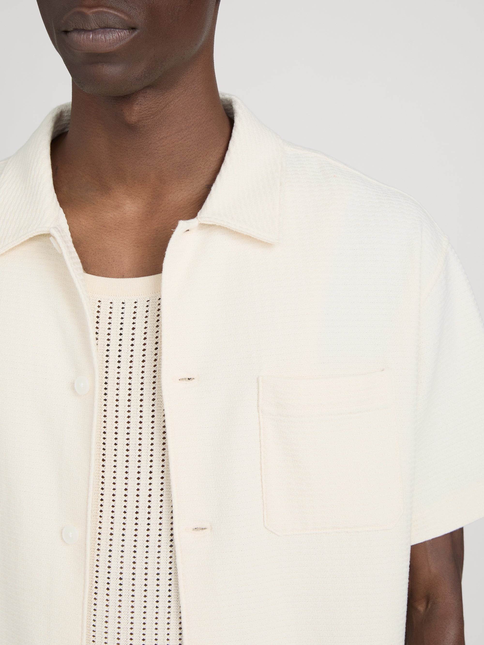 Jacquard Button Down Shirt -- Cream