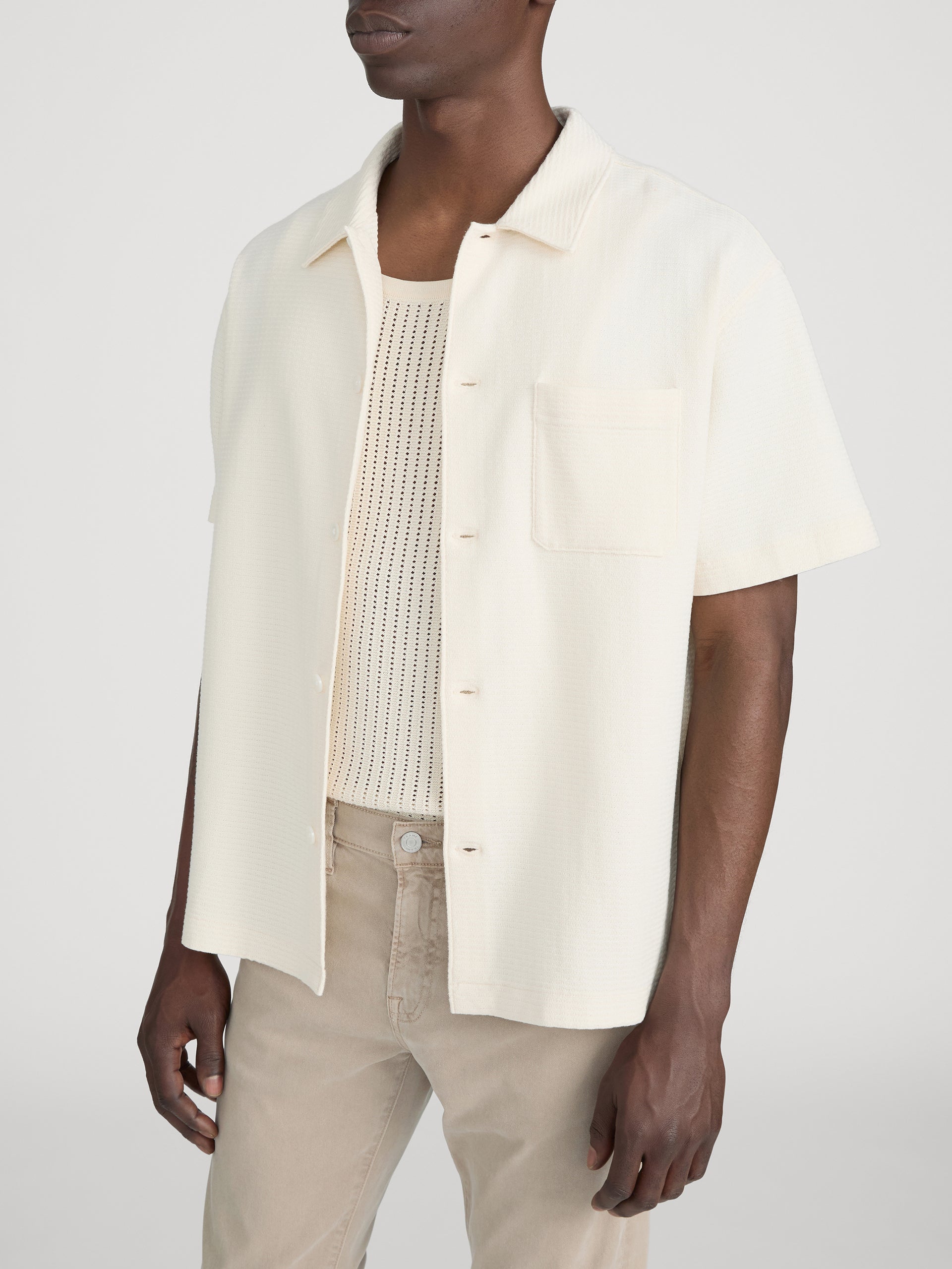 Jacquard Button Down Shirt -- Cream
