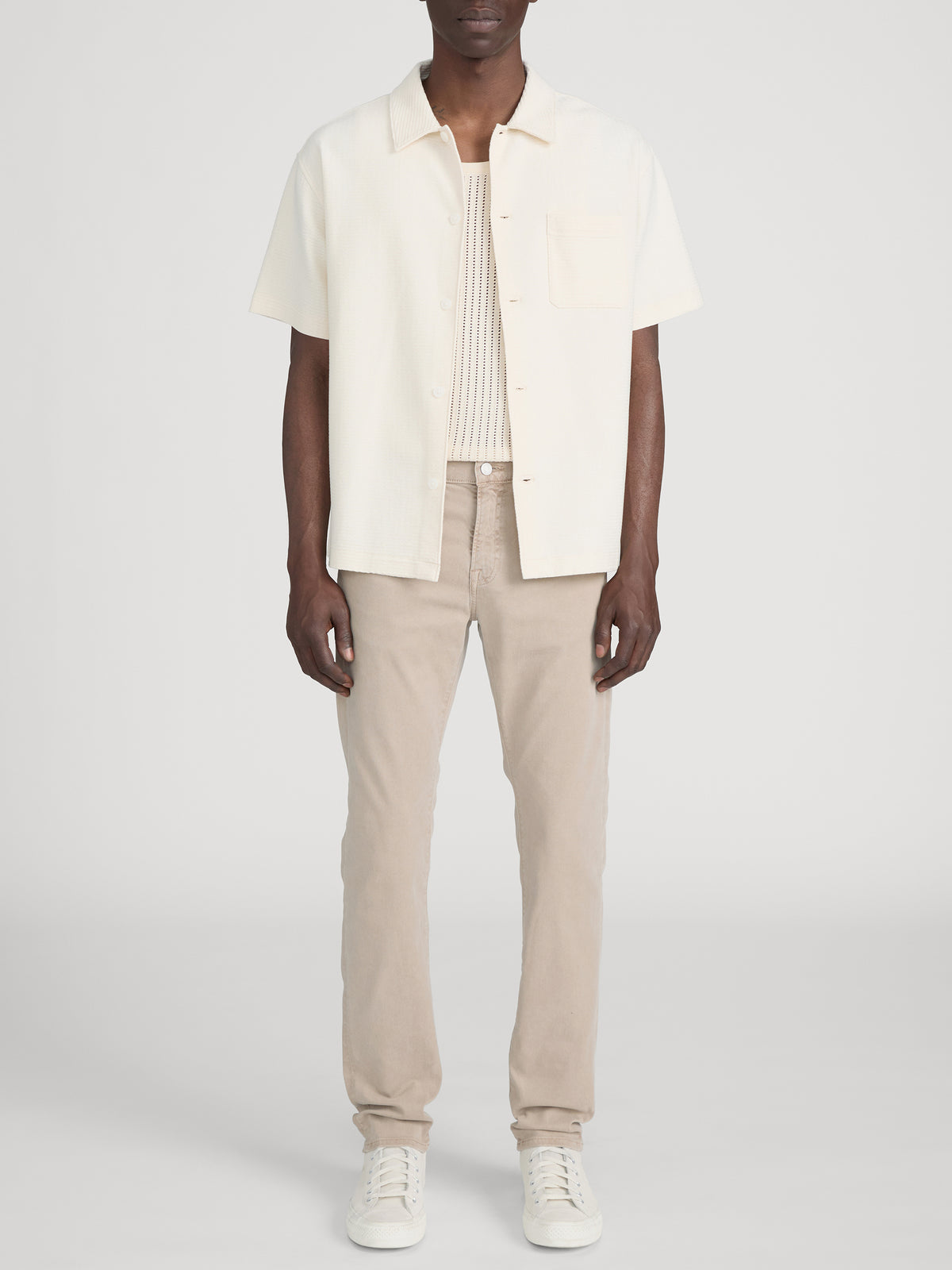 Jacquard Button Down Shirt -- Cream
