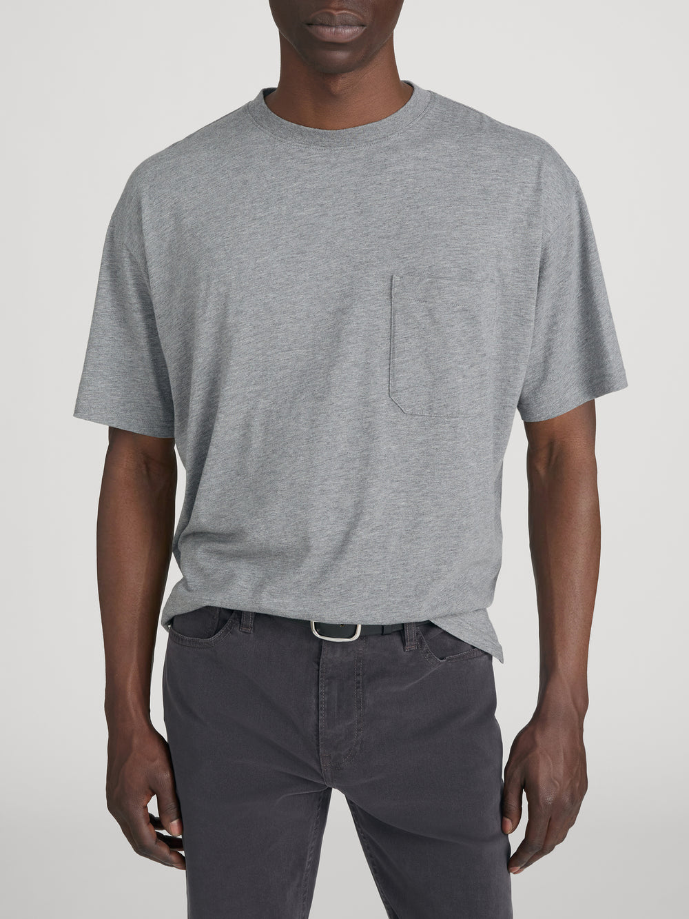 Relaxed Pocket Tee -- Light Grey Melange