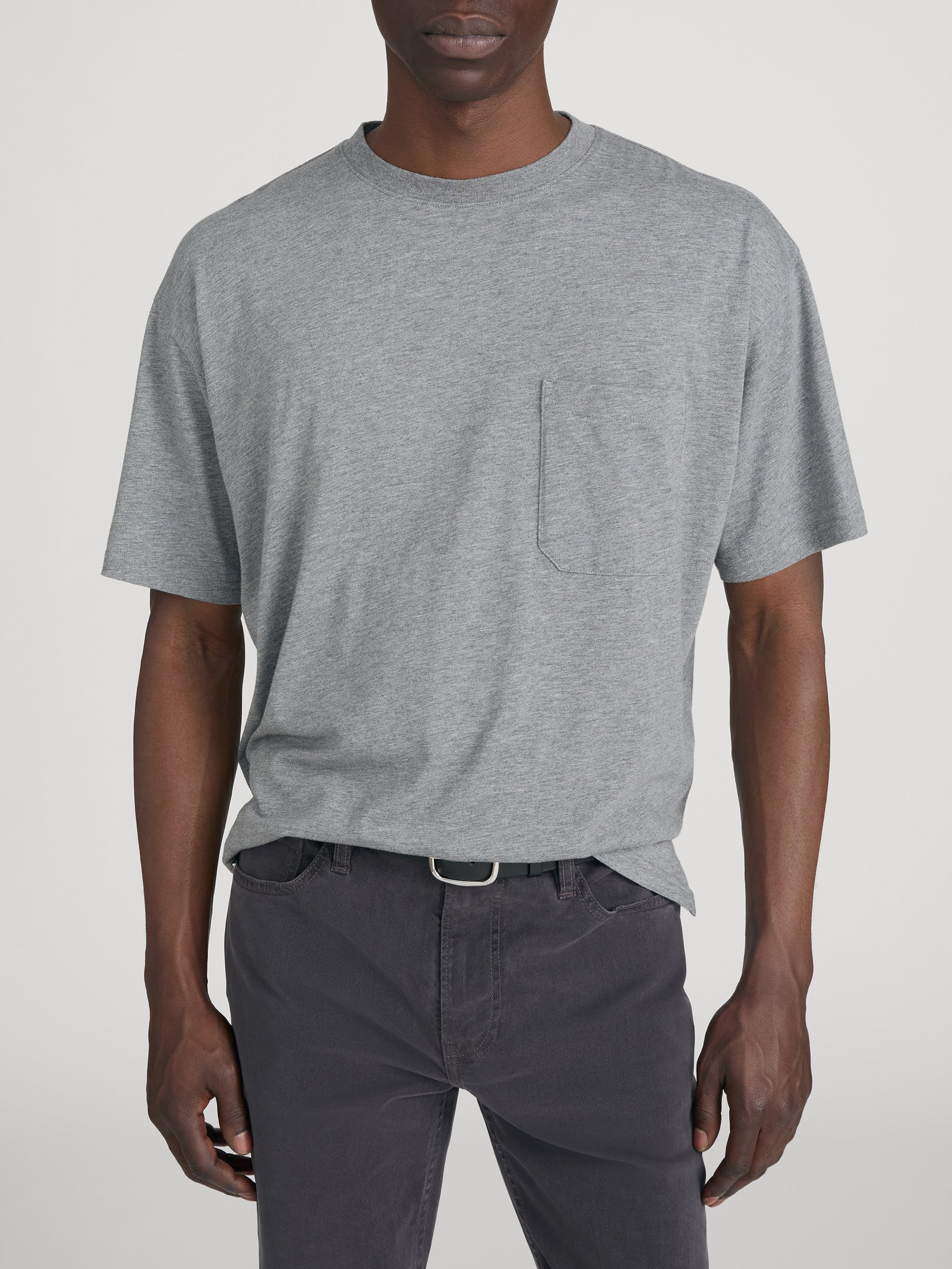 Relaxed Pocket Tee -- Light Grey Melange