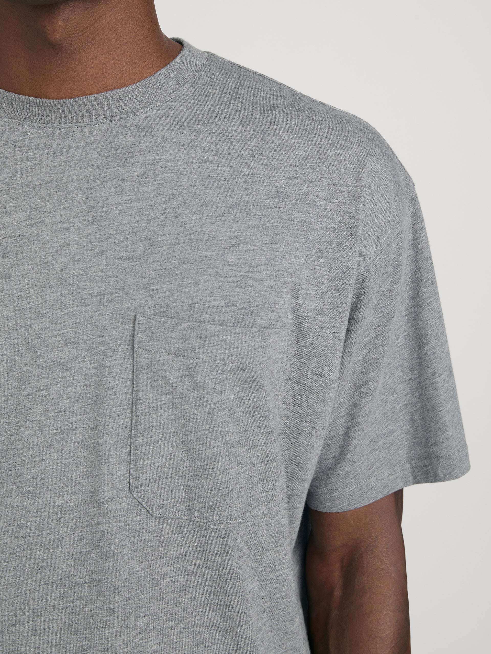 Relaxed Pocket Tee -- Light Grey Melange