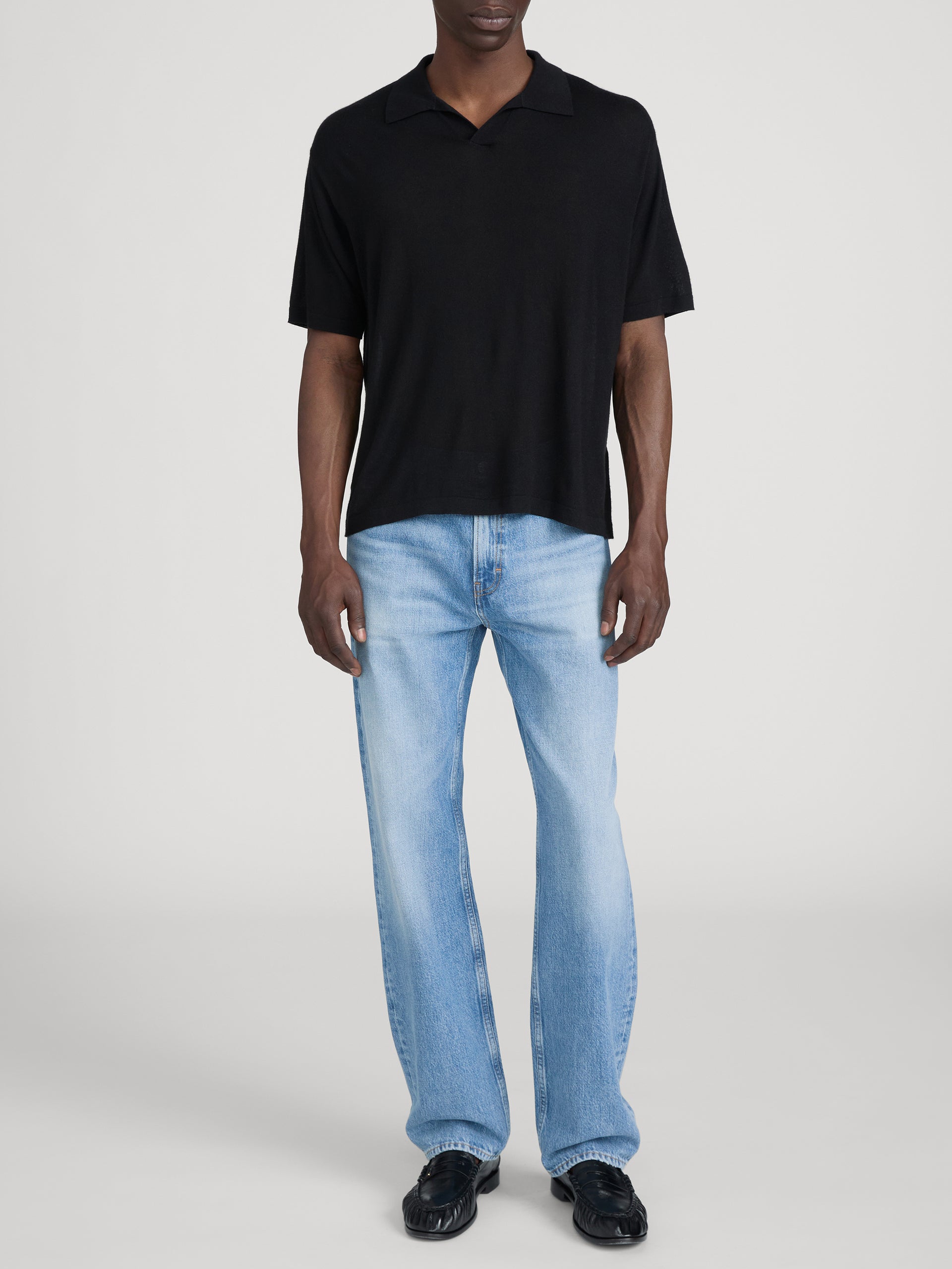 Superfine Polo Sweater -- Black