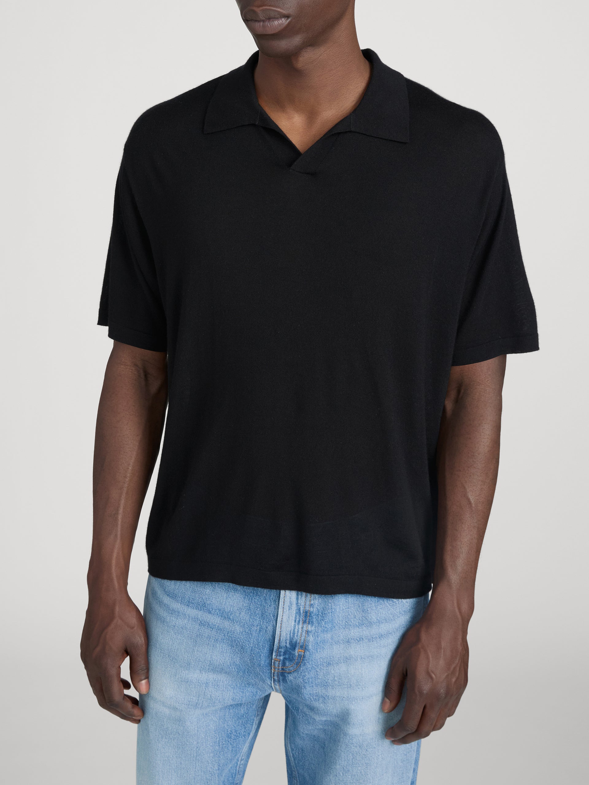 Superfine Polo Sweater -- Black