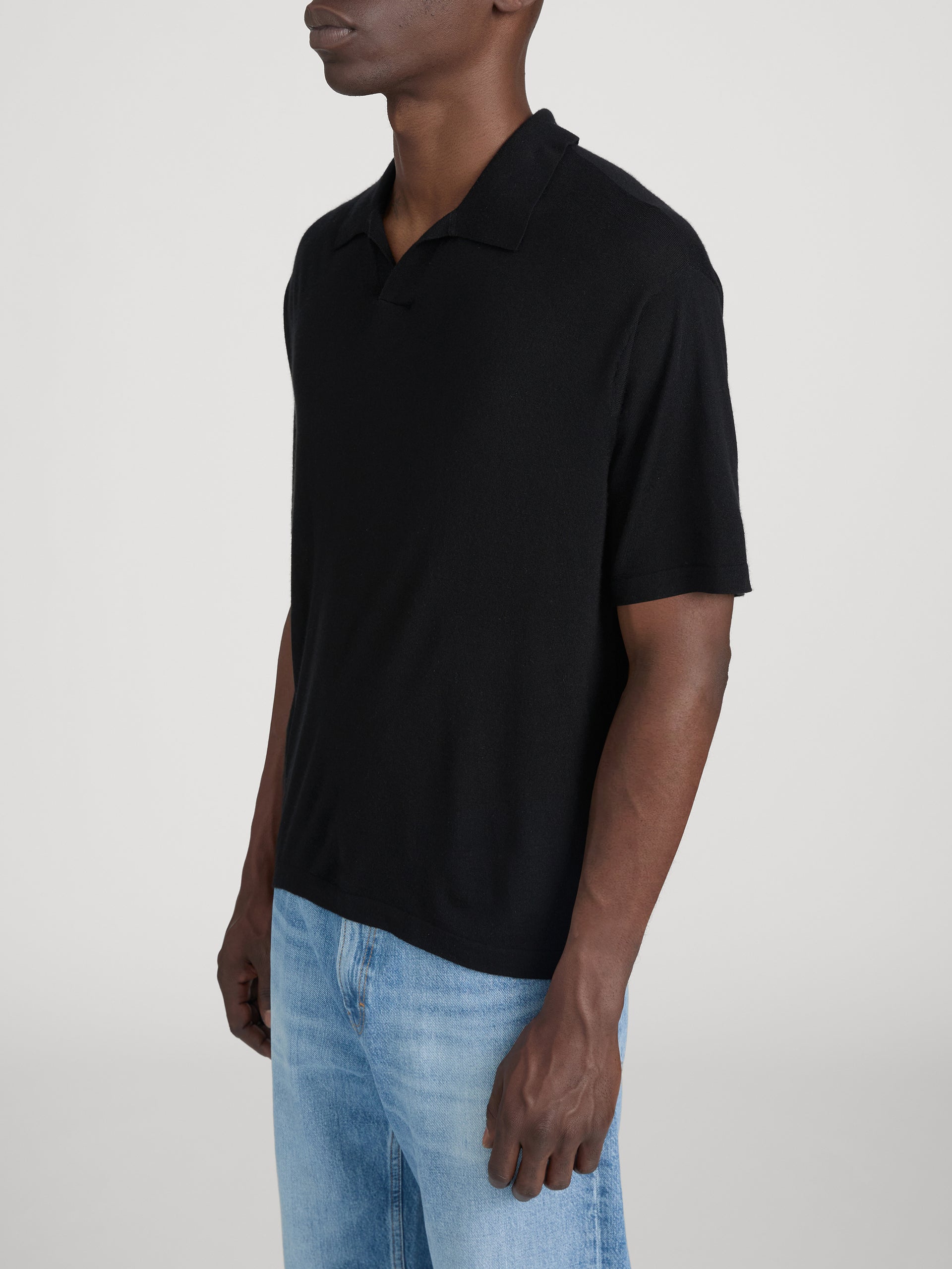Superfine Polo Sweater -- Black