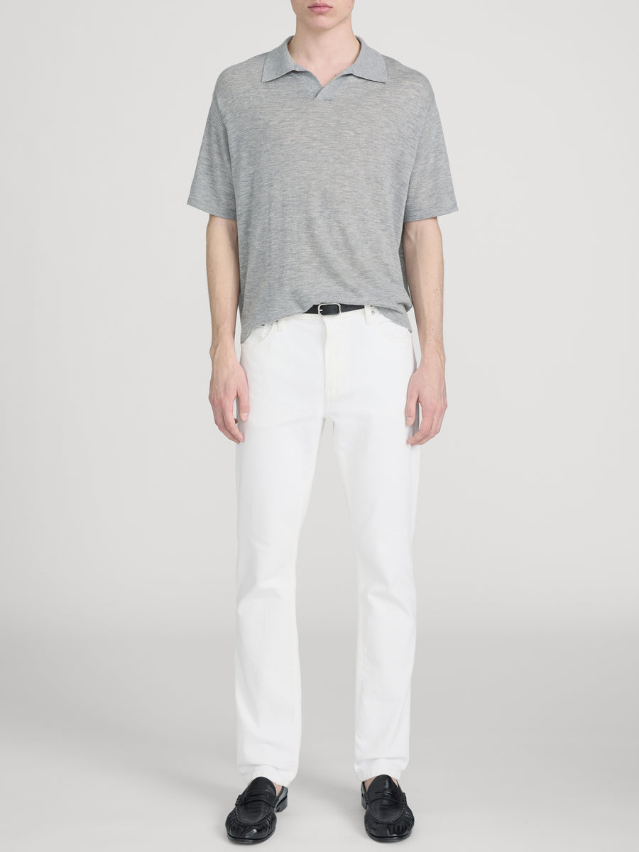 Superfine Polo Sweater -- Light Grey Melange