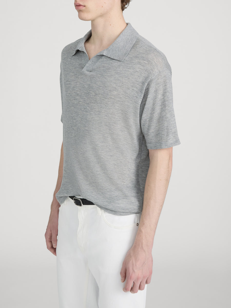 Superfine Polo Sweater -- Light Grey Melange
