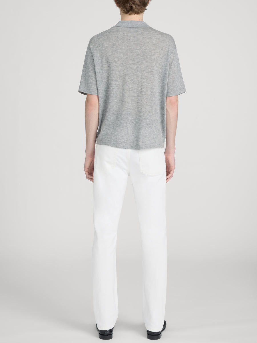 Superfine Polo Sweater -- Light Grey Melange