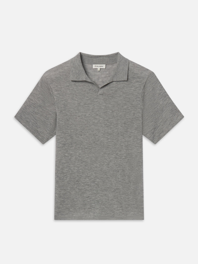 Superfine Polo Sweater -- Light Grey Melange