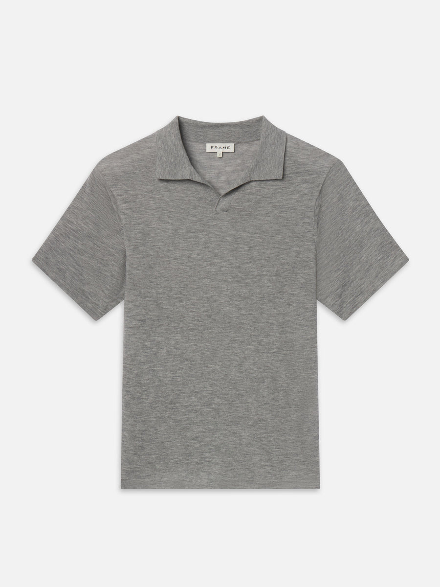 Superfine Polo Sweater -- Light Grey Melange