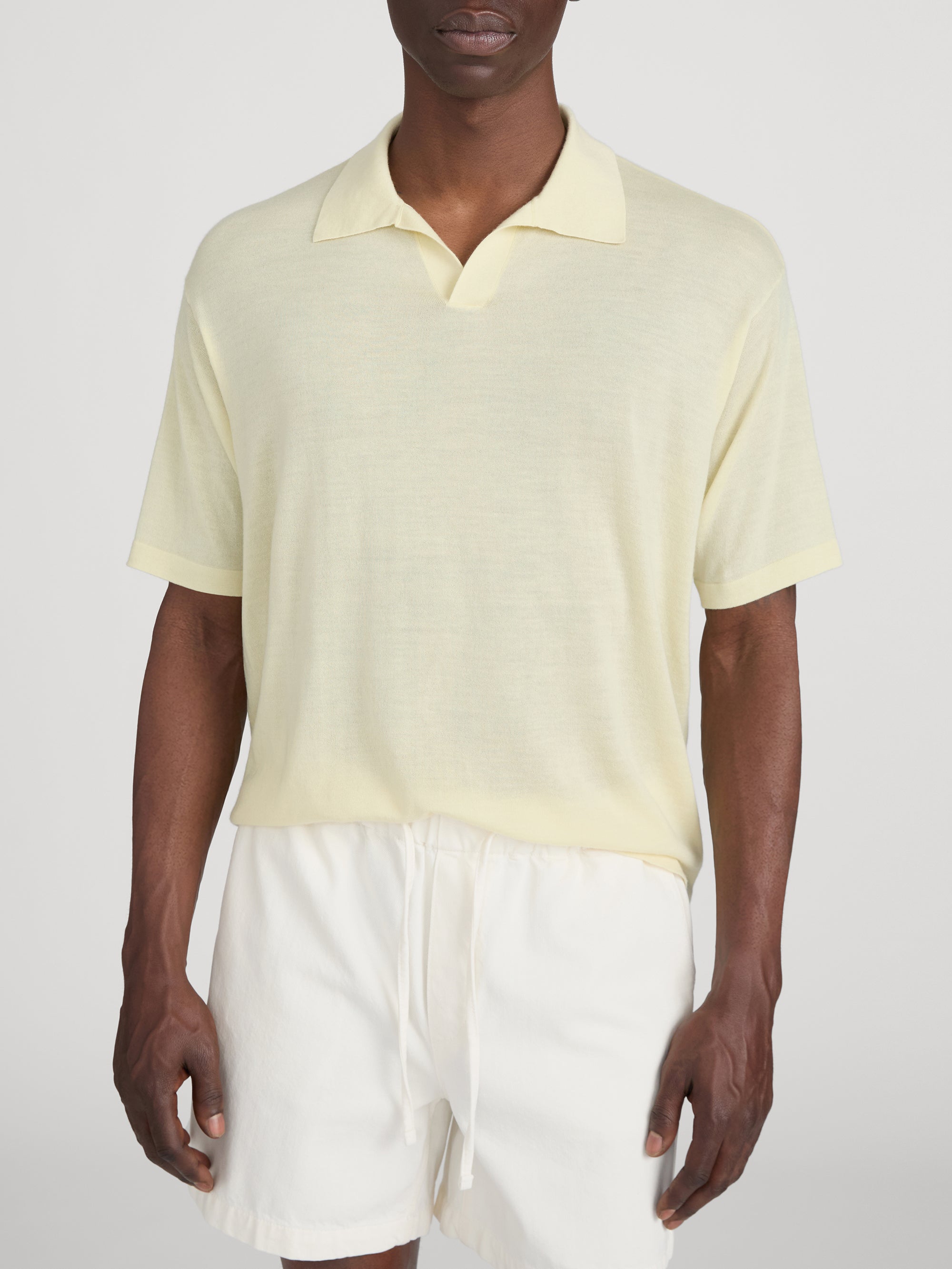 Superfine Polo Sweater -- Pale Yellow