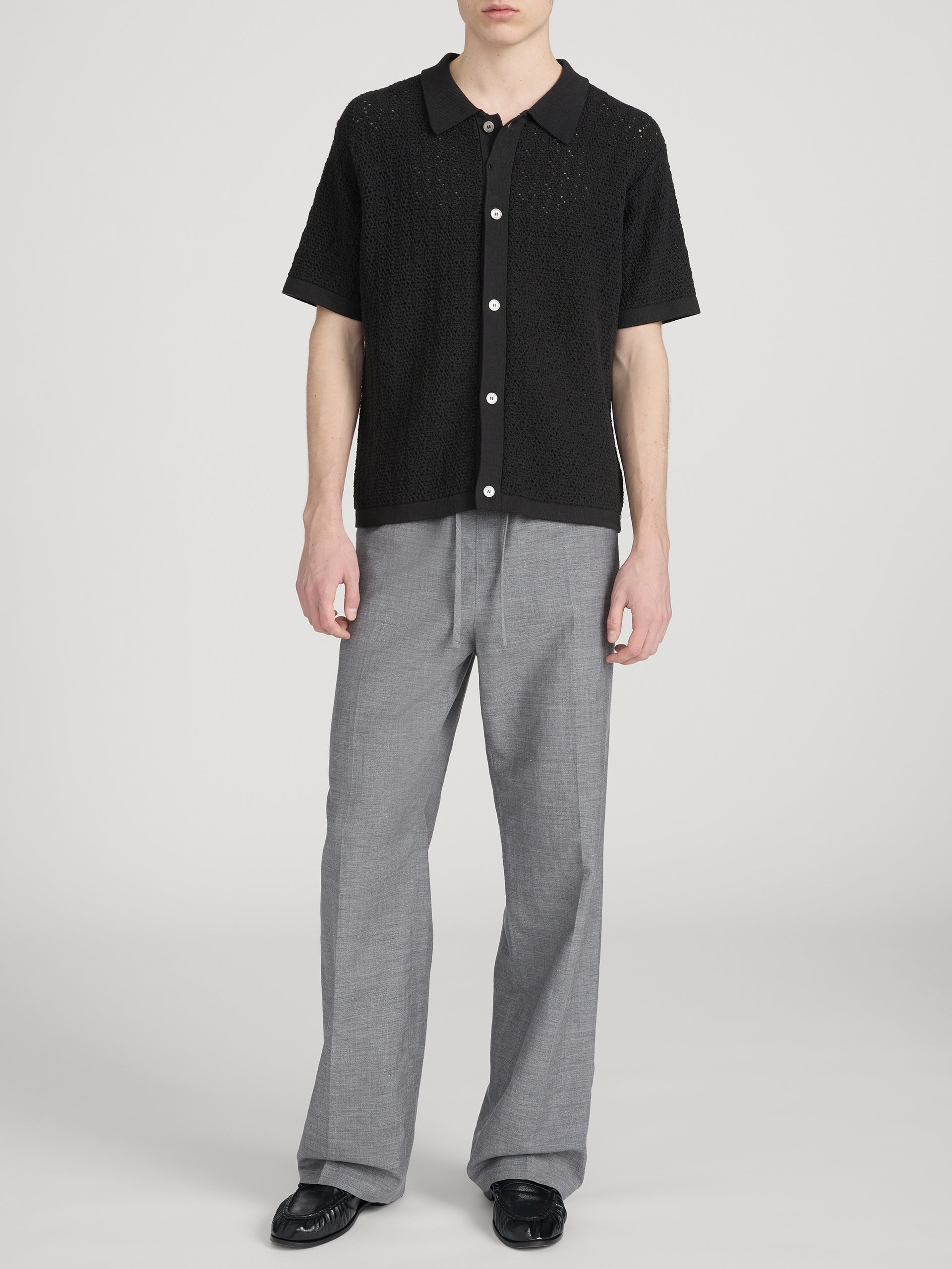 Easy Wide Leg Trousers -- Grey Melange