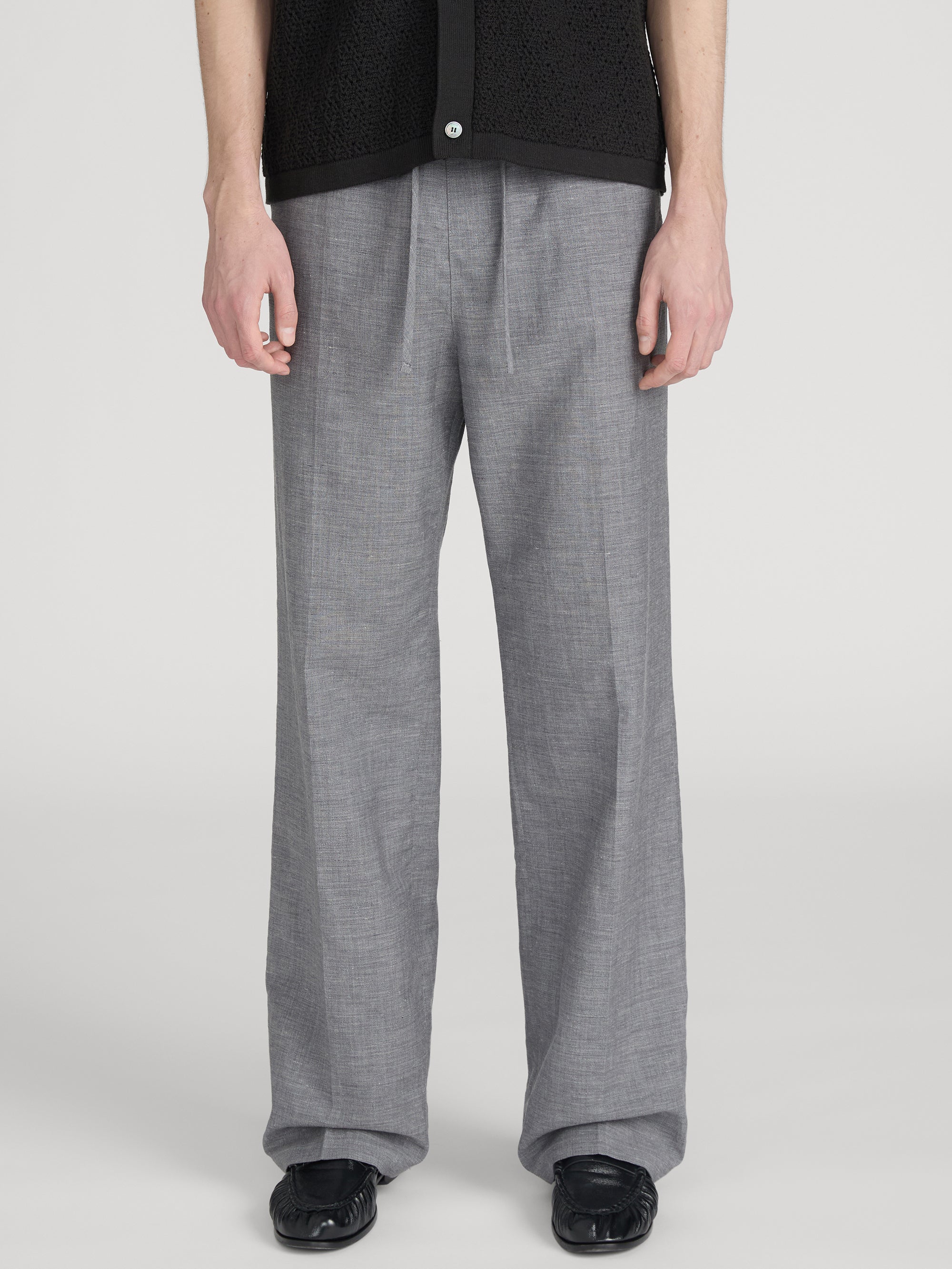 Easy Wide Leg Trousers -- Grey Melange