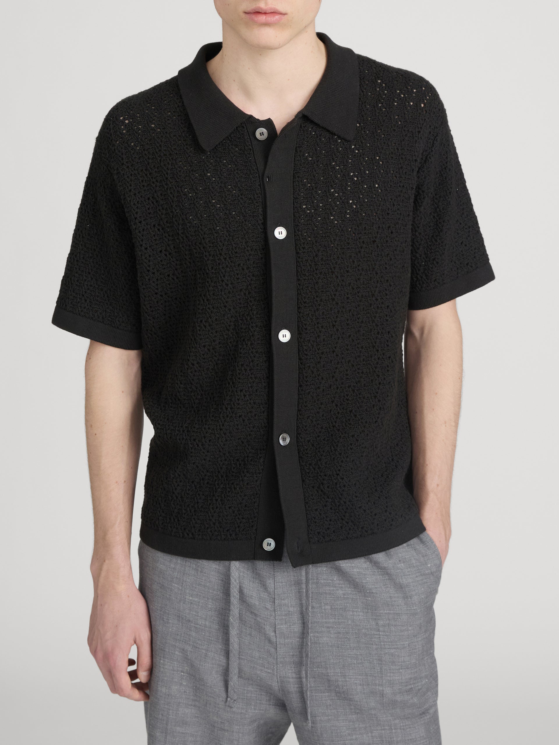 Open Stitch Cardigan -- Black