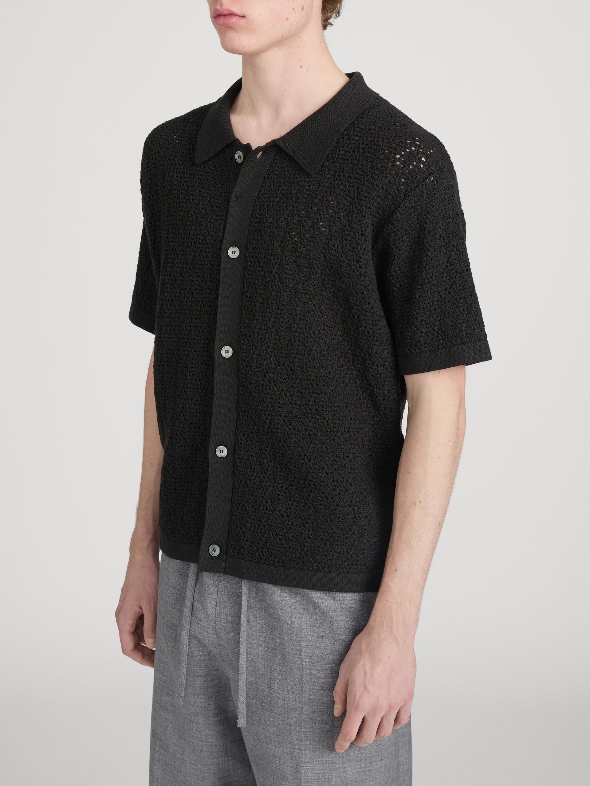 Open Stitch Cardigan -- Black