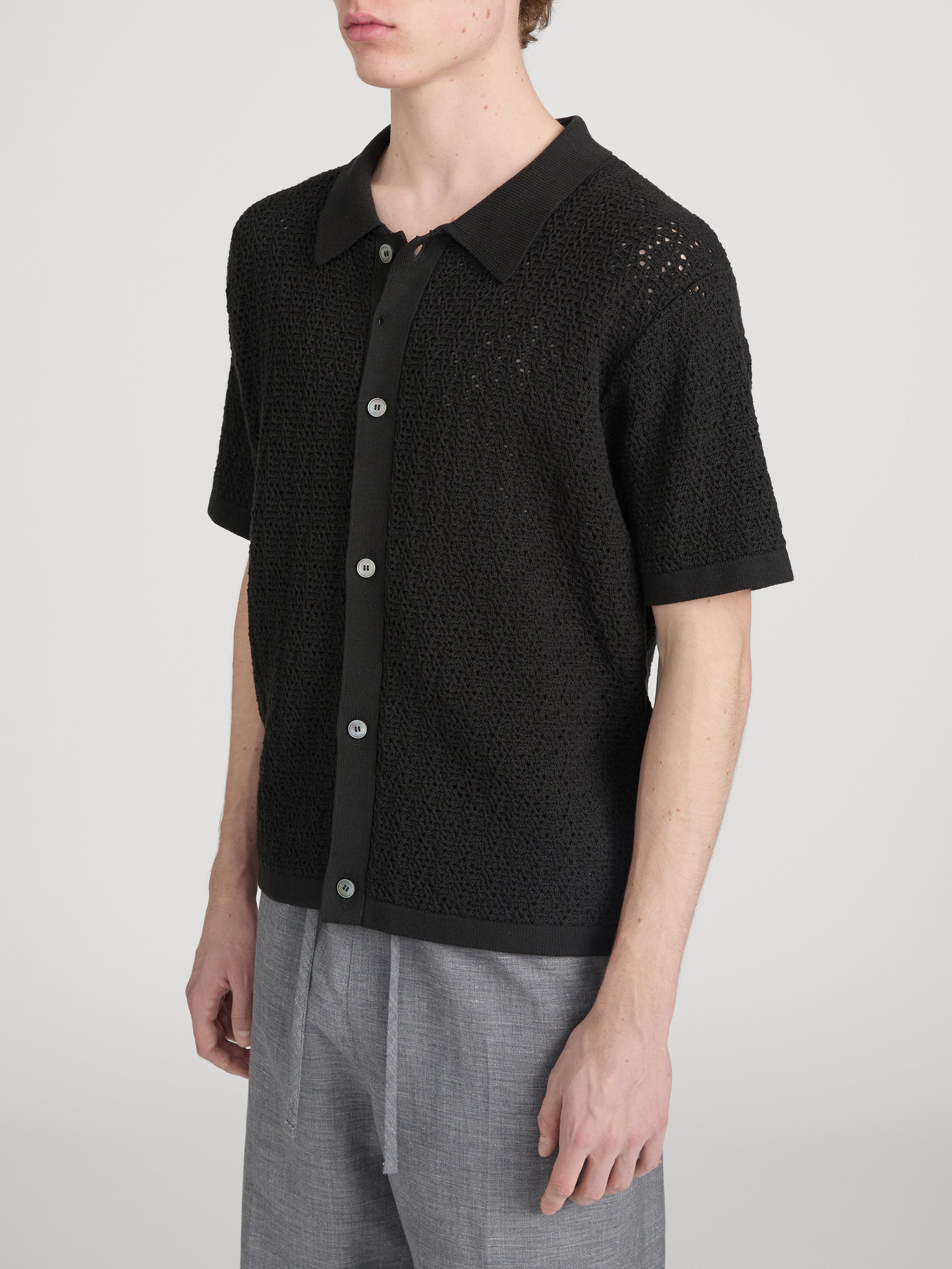 Open Stitch Cardigan -- Black