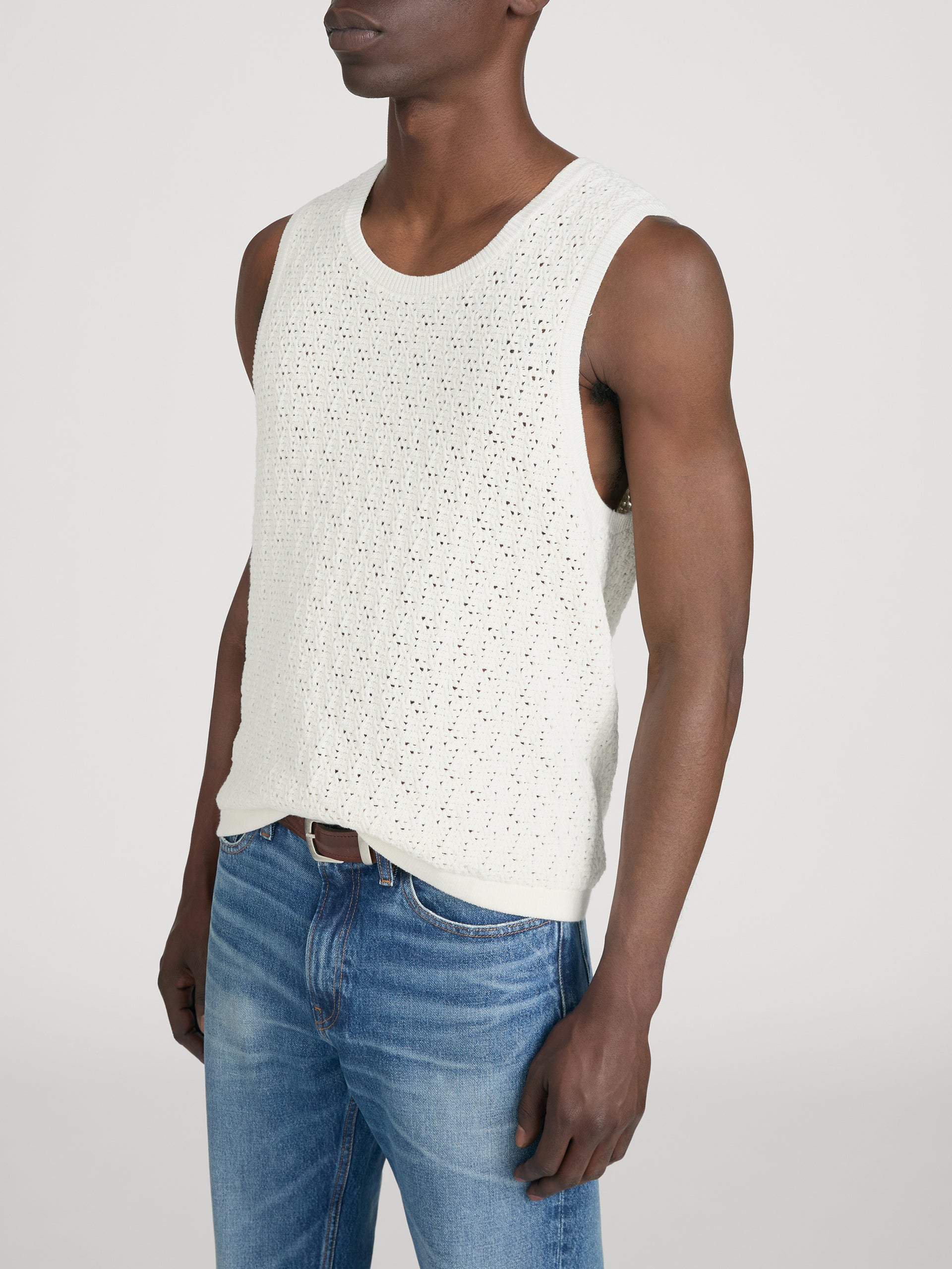 Open Stitch Tank -- Off White
