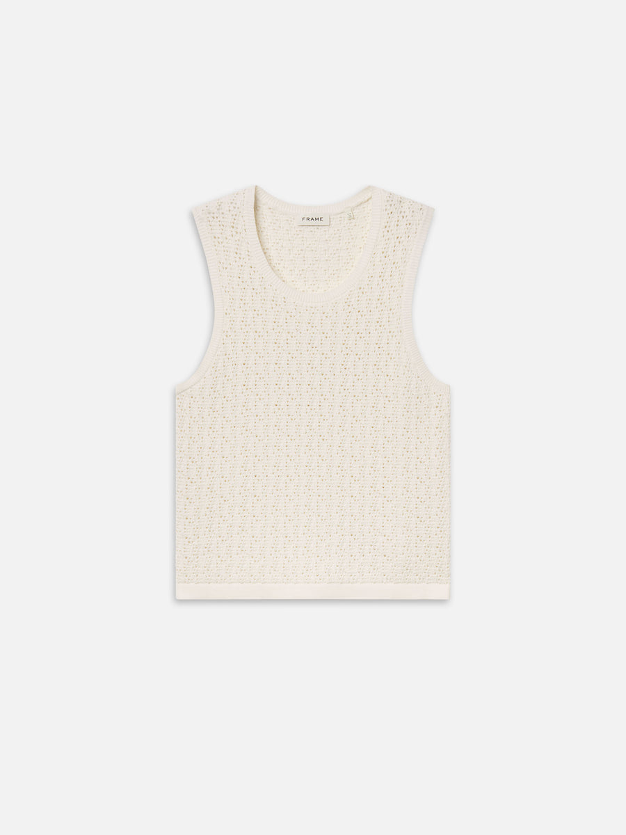 Open Stitch Tank -- Off White