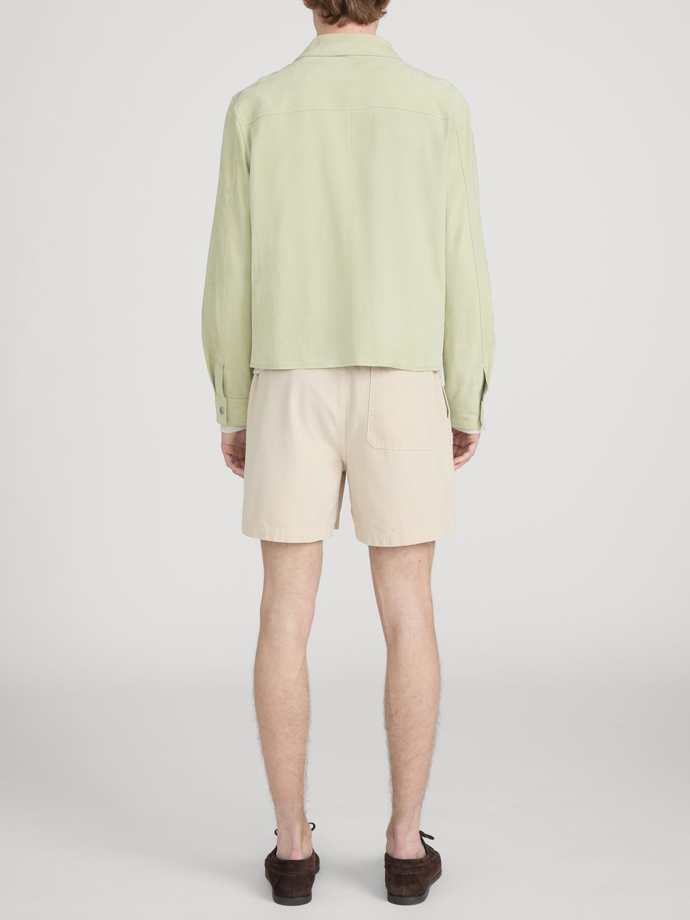 Suede Trucker Jacket -- Soft Pistachio