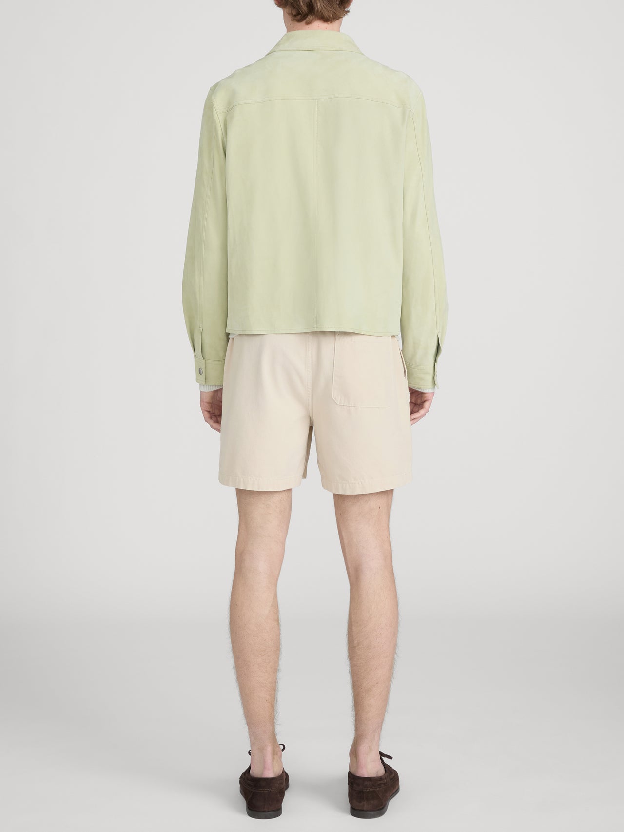 Suede Trucker Jacket -- Soft Pistachio