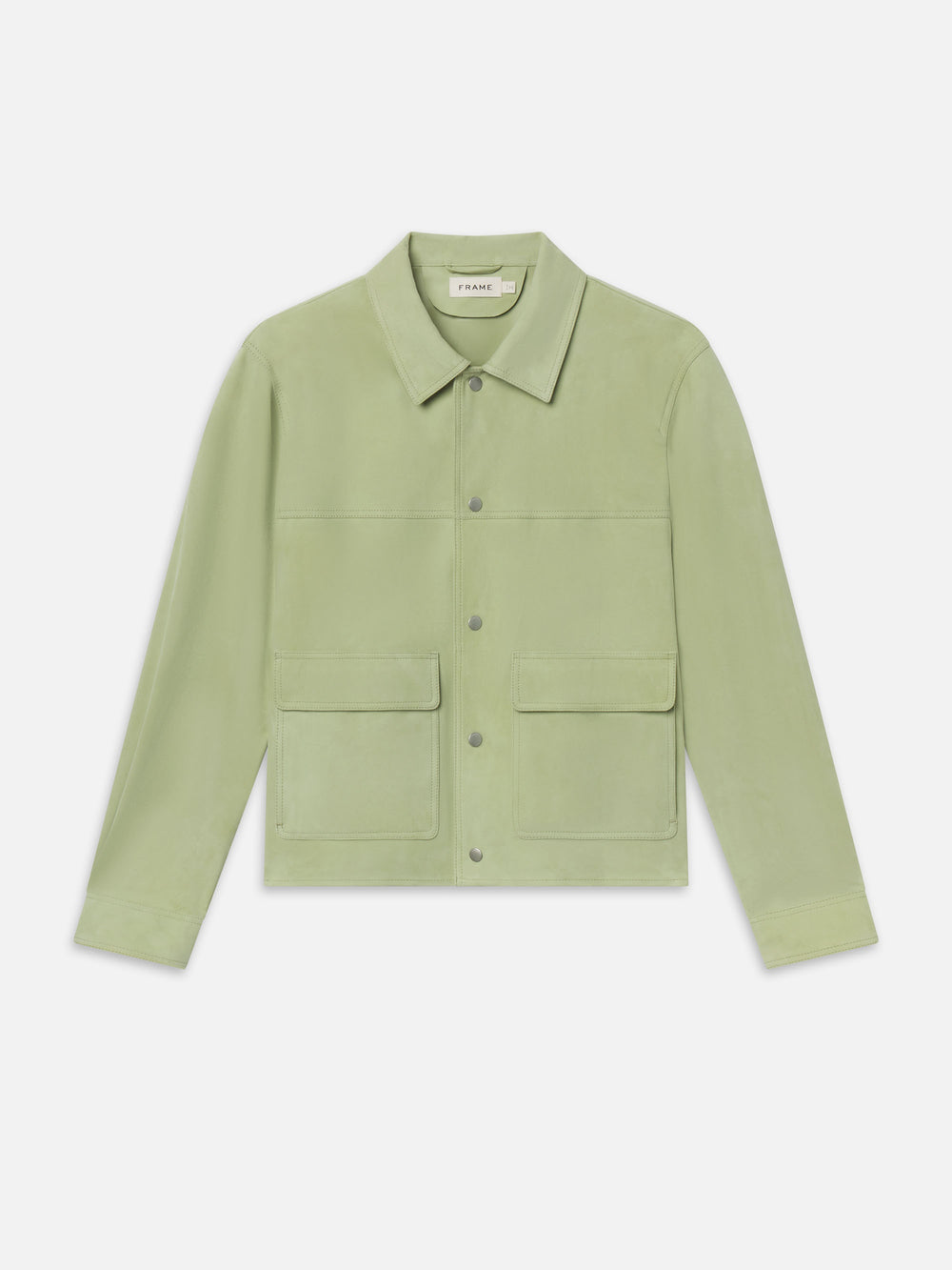 Suede Trucker Jacket -- Soft Pistachio